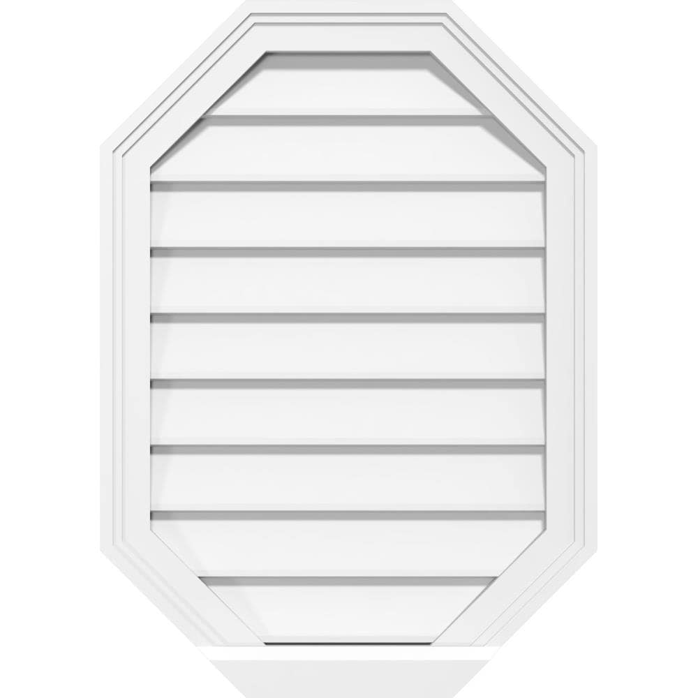 Ekena Millwork GVPOV14X2803SN 14-Inches x 28-Inches Off-white Octagon PVC Gable Louver Vent