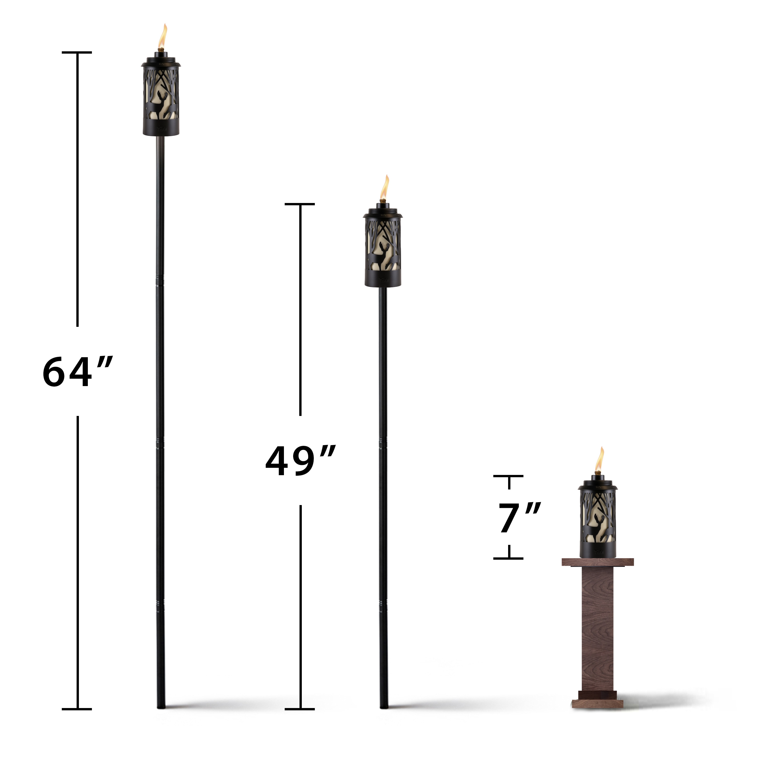 Hunter Black Metal Outdoor Torches with Deer Design, 64.5 Inches