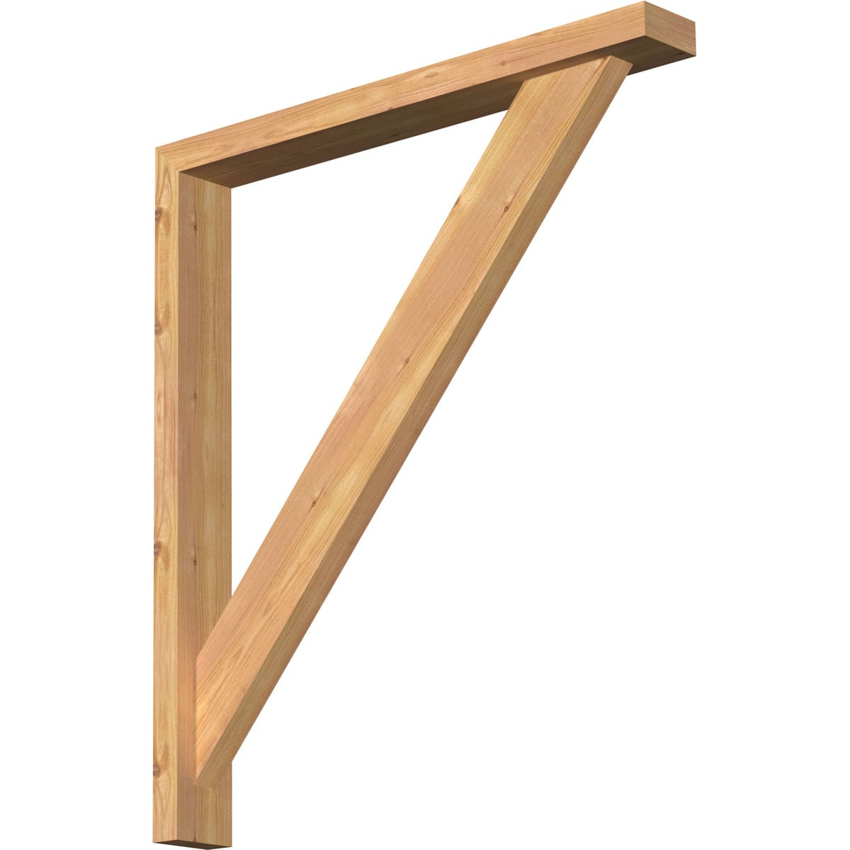 Ekena Millwork 1464830 Traditional Block Smooth Bracket with Offset Brace 3-1/2-in x 28-in x 32-in Western red cedar Brown Wood Standard bracket