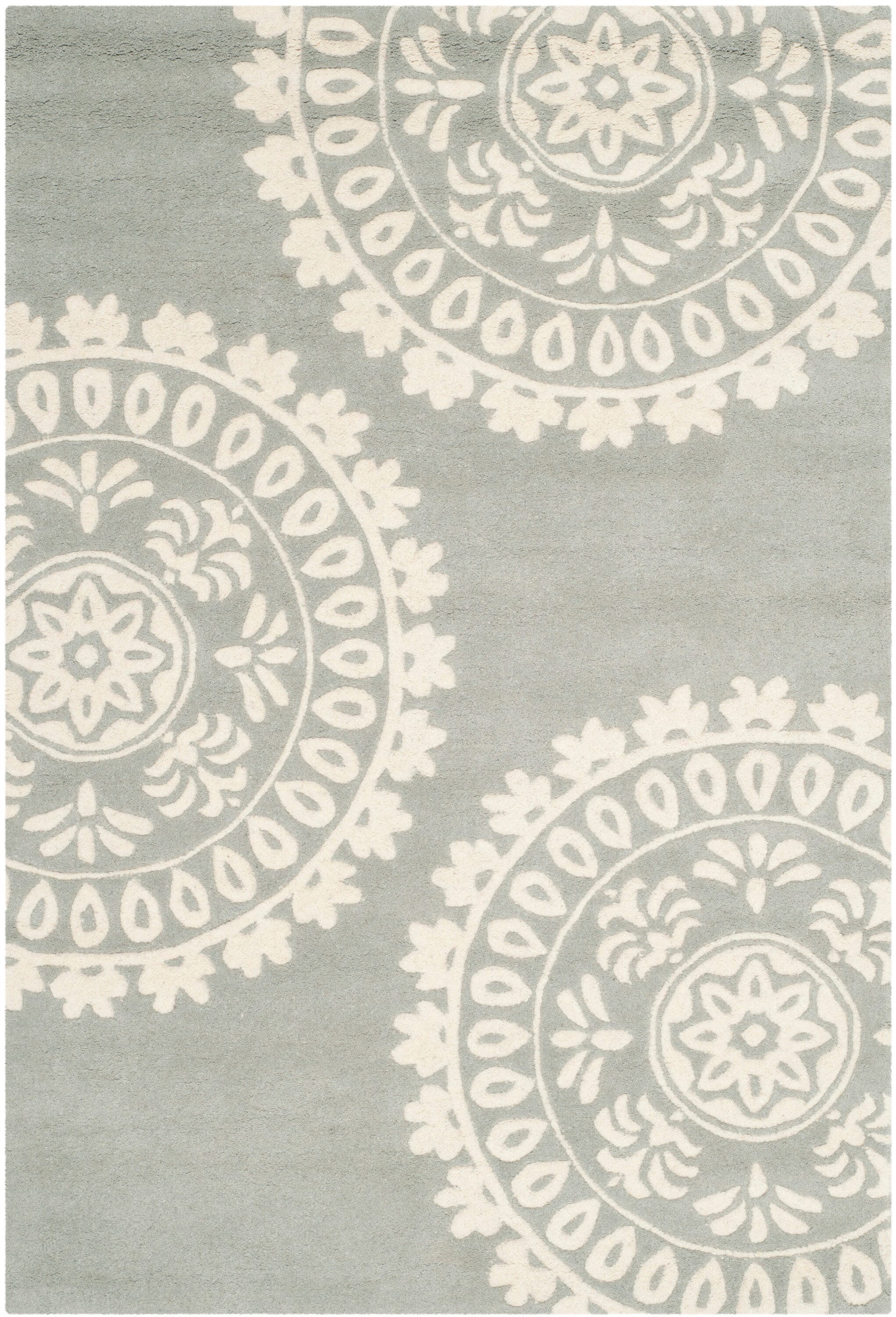 Hand-Tufted Gray Wool Reversible Area Rug - 3' x 5'