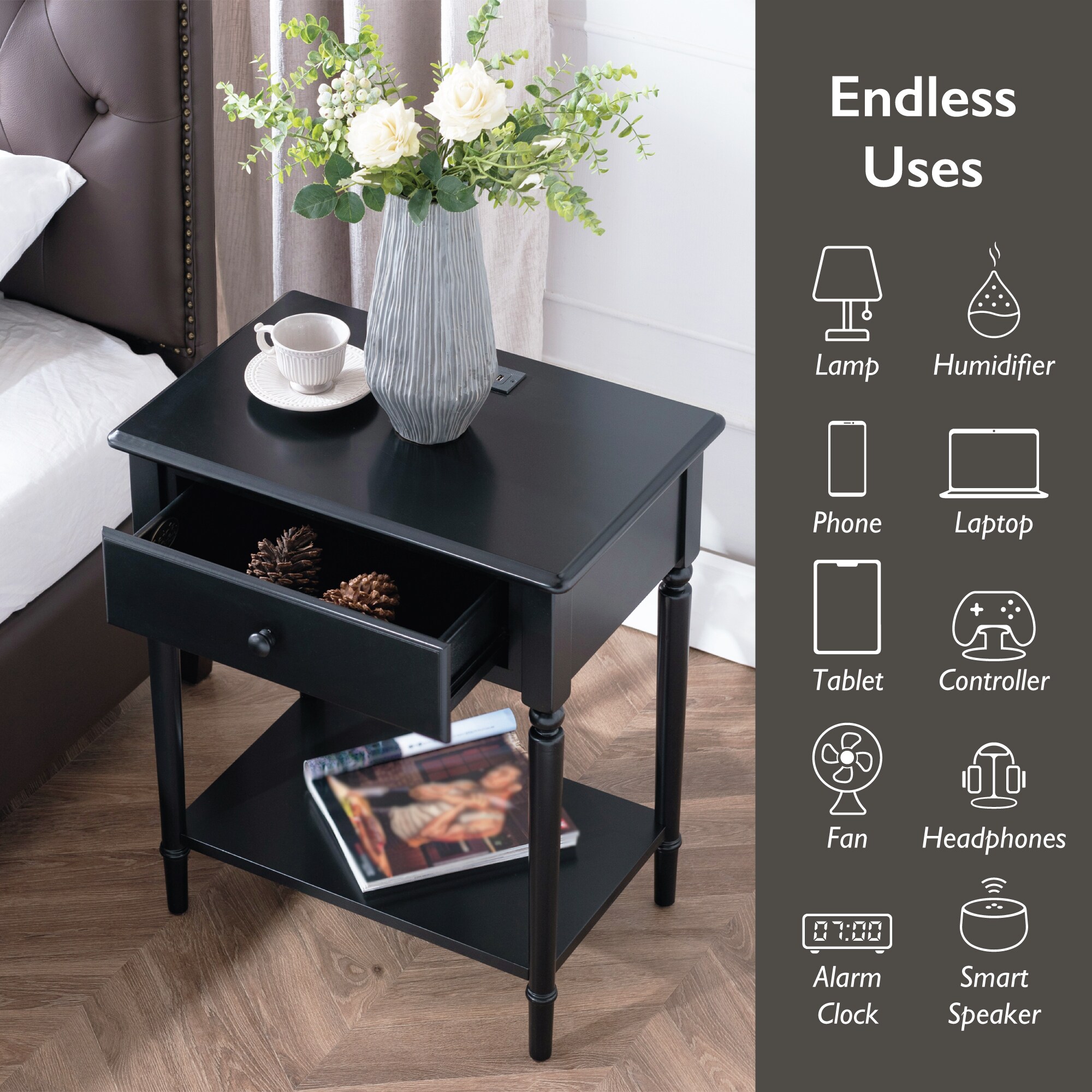 Leick Home 20022-BK nightstands - View #4