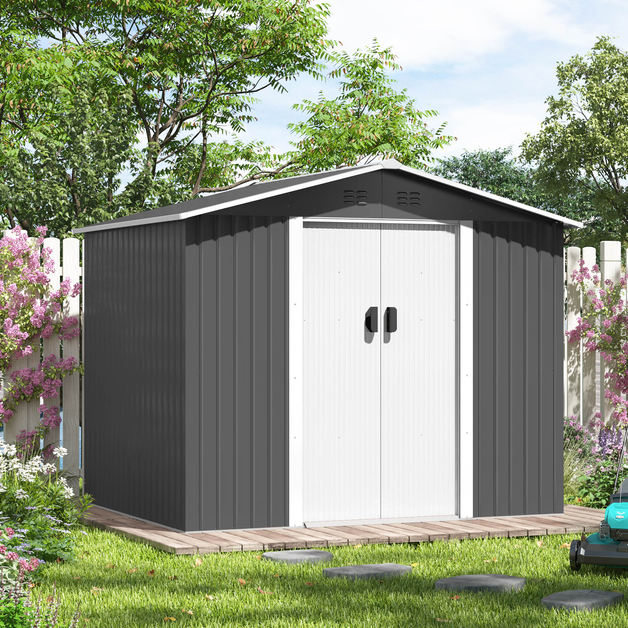 8-ft x 6-ft SKY Galvanized Steel Storage Shed | - Jaxpety HG61H1324-L01