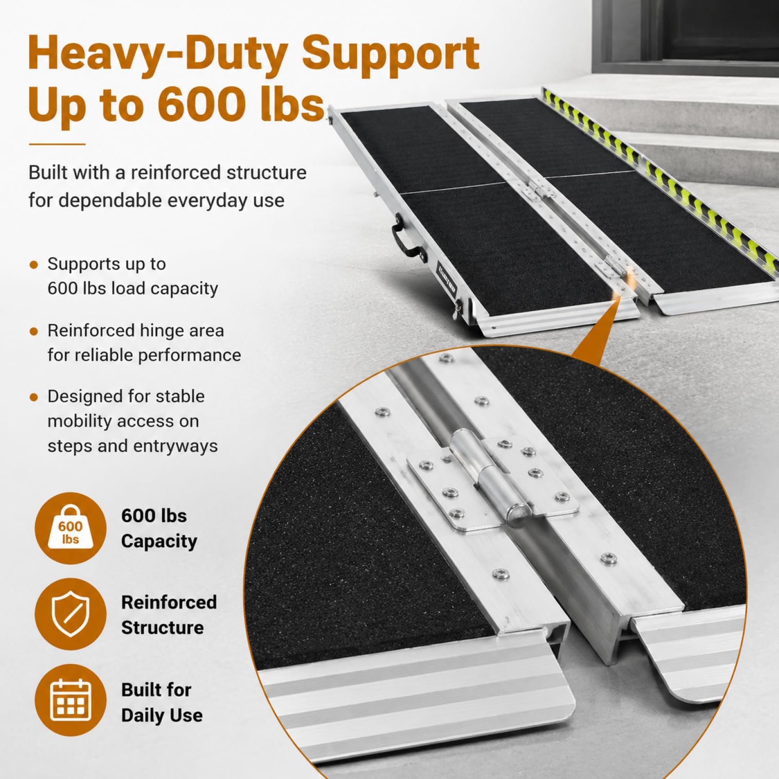 Oyezvary Portable Folding Aluminum Wheelchair Ramp with Anti Slip ...
