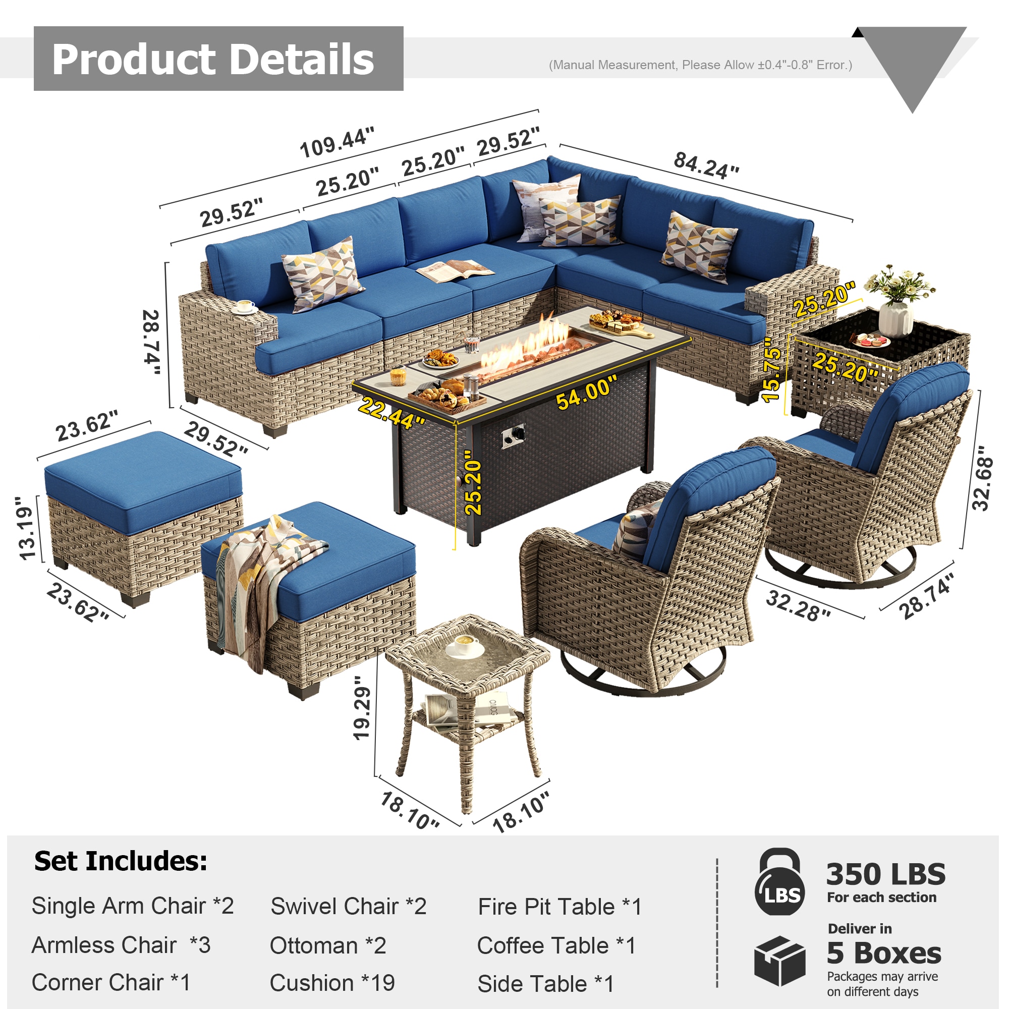 XIZZI XIXSQF7185-RC3DFP Patio-Conversation-Sets - View #10