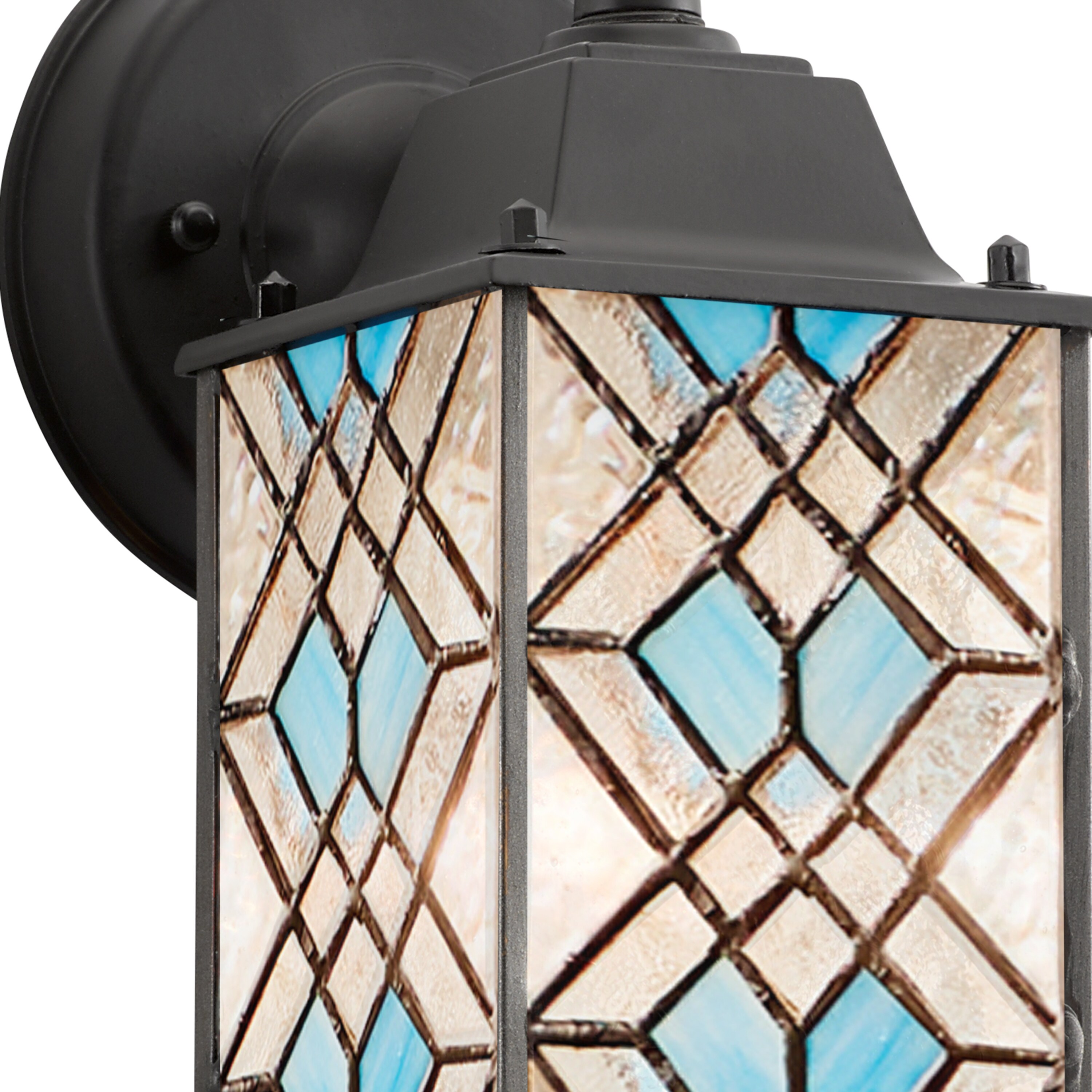 16.25 1-Light Mission Style Rectangular Outdoor Stained Glass Wall Sconce Red - River of Goods