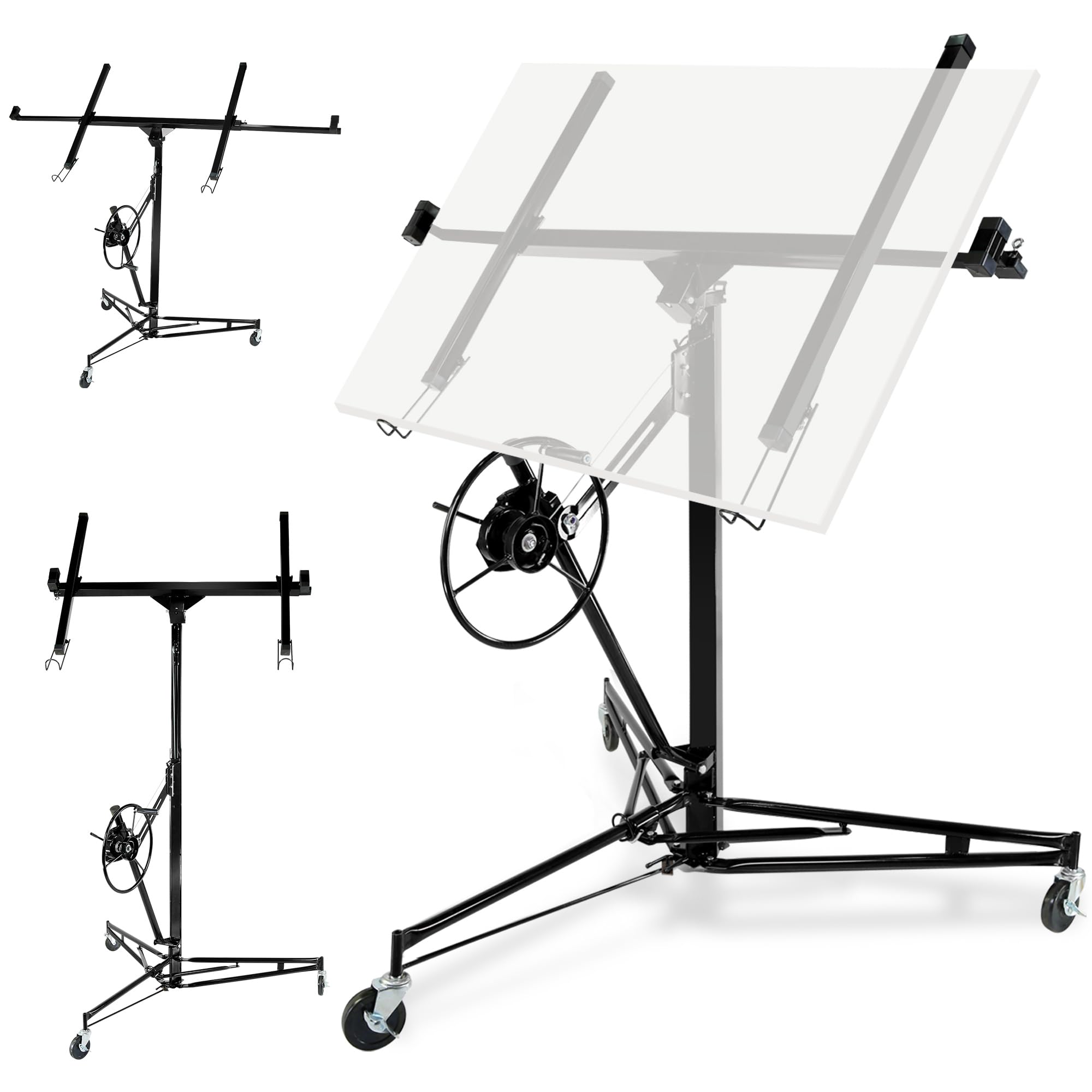 GarveeLife Drywall Lift 150lb Drywall Lift Jack with Wheels 11FT Adjustable Steel Sheetrock Hoist for Ceiling Wall Installation Heavy Duty Panel Lifter for Pros Homeowners