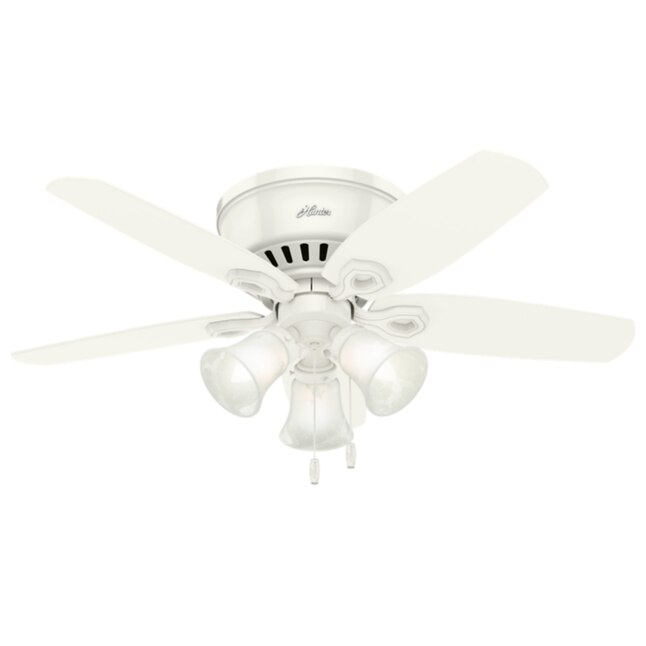 Hunter Builder Low Pro 42 In Snow White Led Indoor Flush Mount Ceiling Fan With Light 5 Blade The Fans Department At Com - 42 Flush Mount White Ceiling Fan With Light