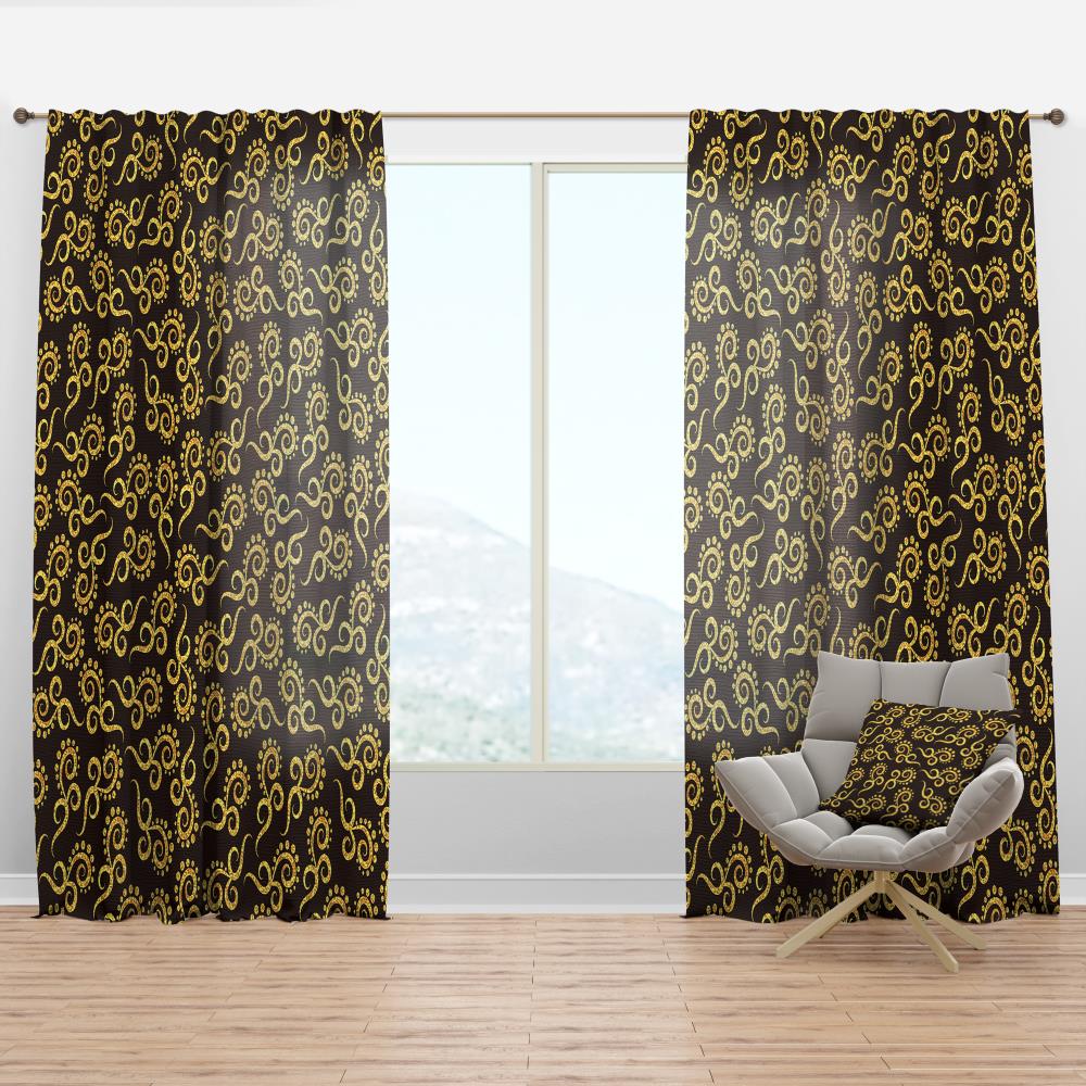 Designart CTN24137-52-120 120-Inches Gold Abstract Room darkening Thermal lined Rod pocket Single curtain panel
