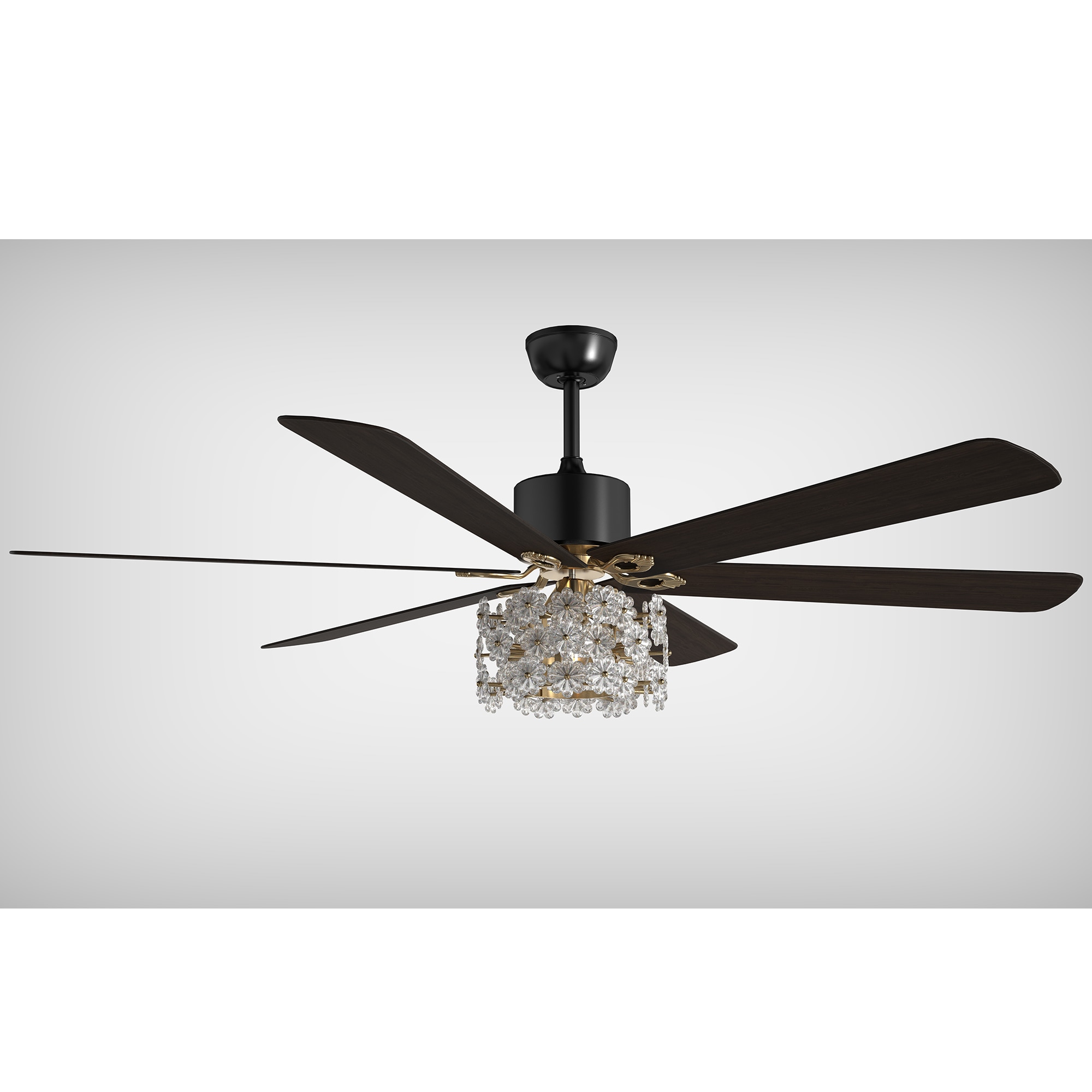 Oaks Decor DC6510OKEL-B Cuenca 65-in Color-Changing Black with Modern/contemporary Blades Chandelier Ceiling Fan With Light - Remote Included ( 6 -Blade )