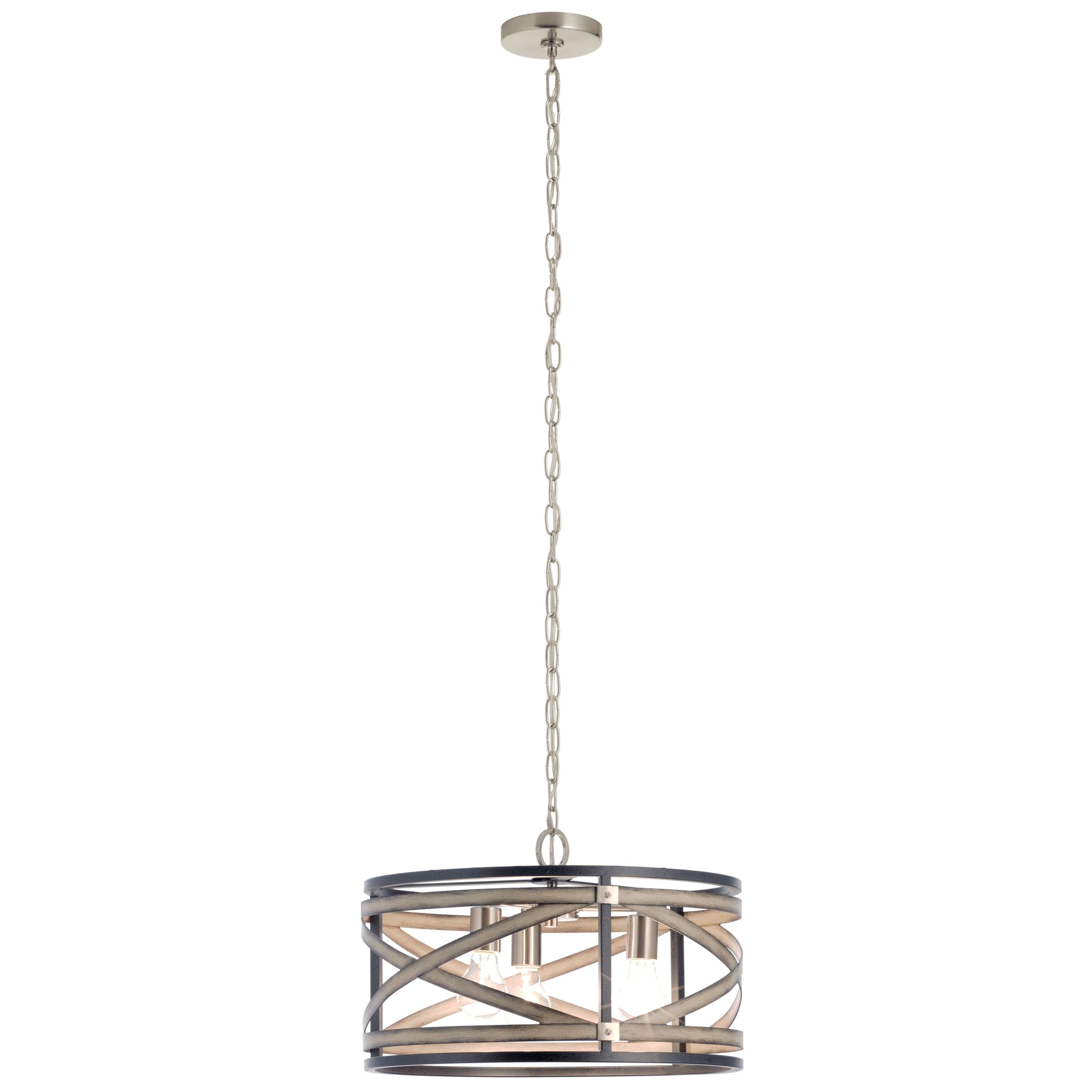 kichler stetton anvil iron farmhouse drum pendant light