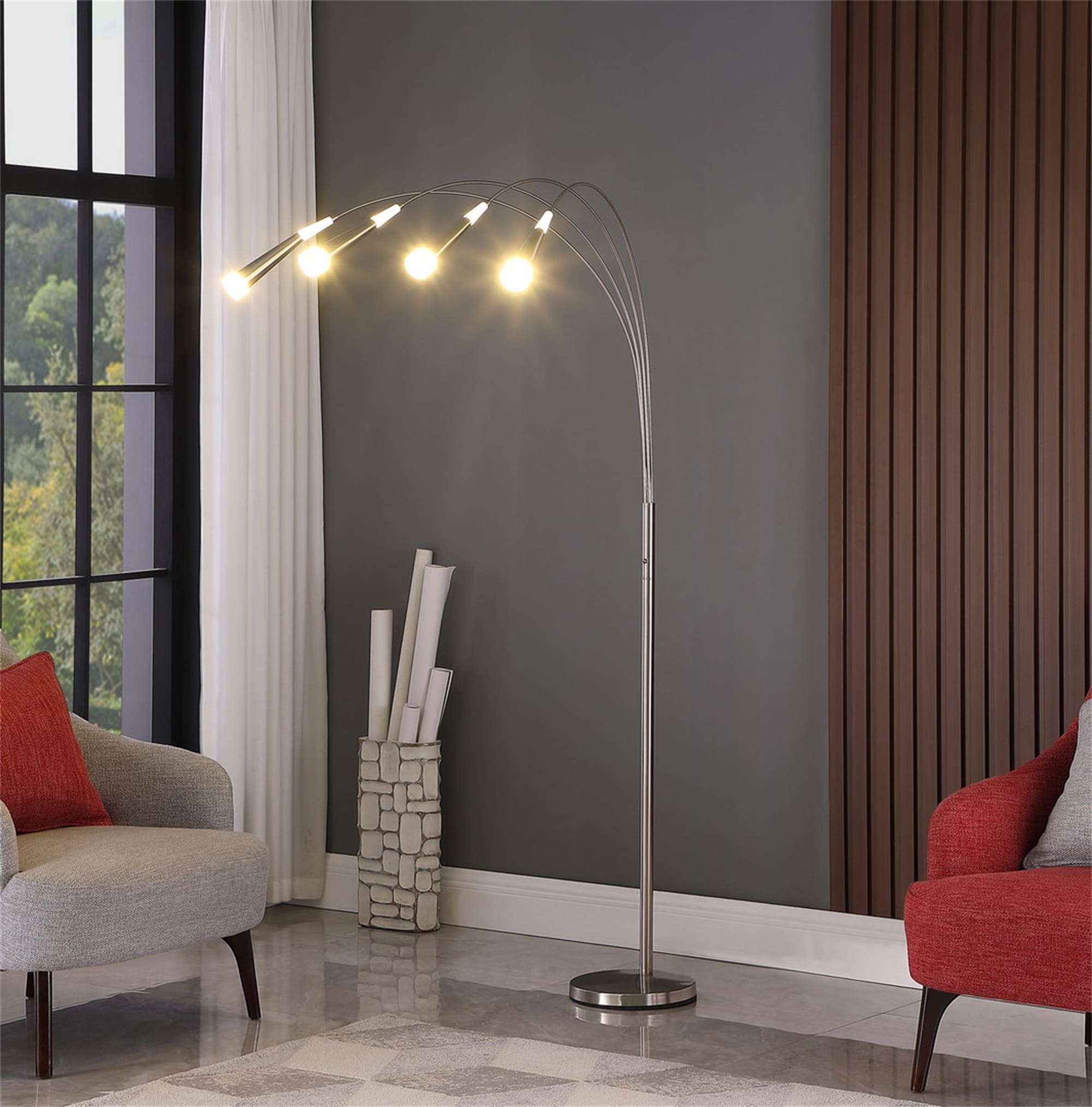 BABOOM Arc Floor Lamp 8.25 in Silver Arc Floor Lamp BOM 2116573 OR at Lowes