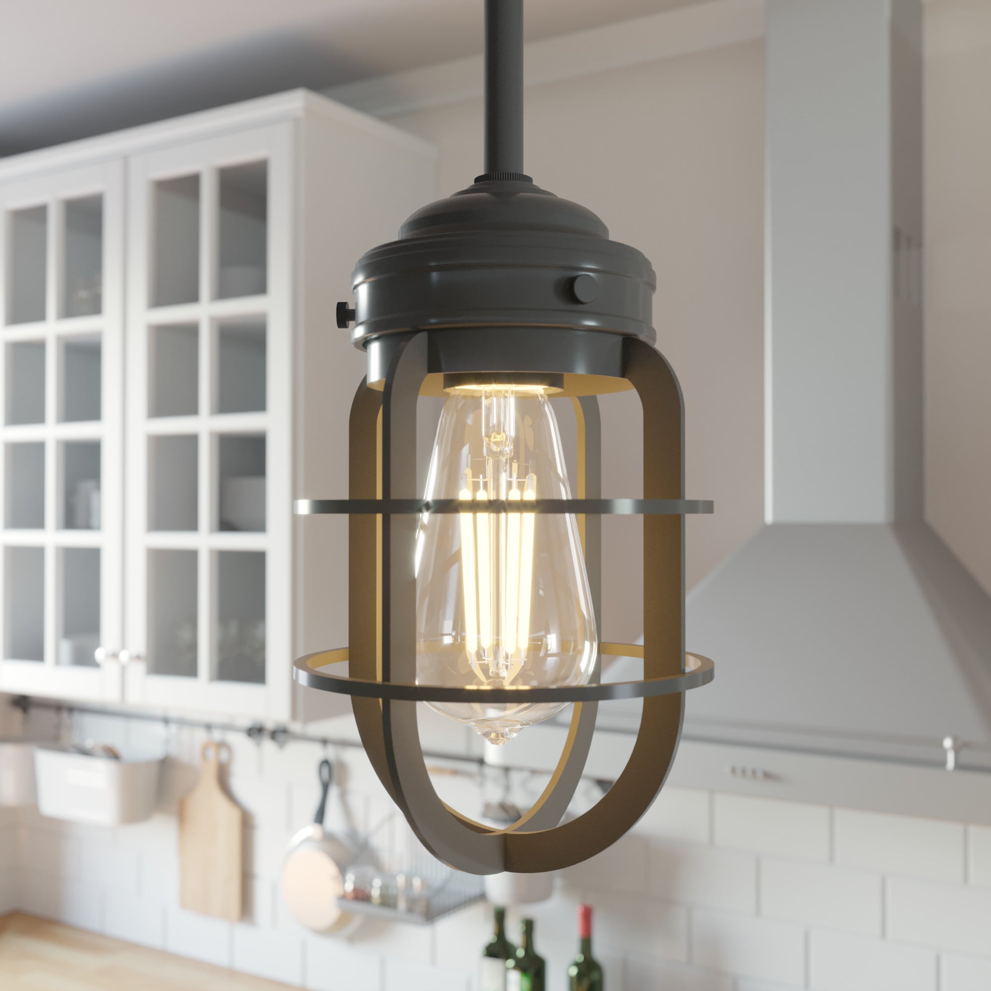 Hunter 19039 Starklake 1 -Light Noble Bronze Industrial Cylinder Mini Hanging Pendant light