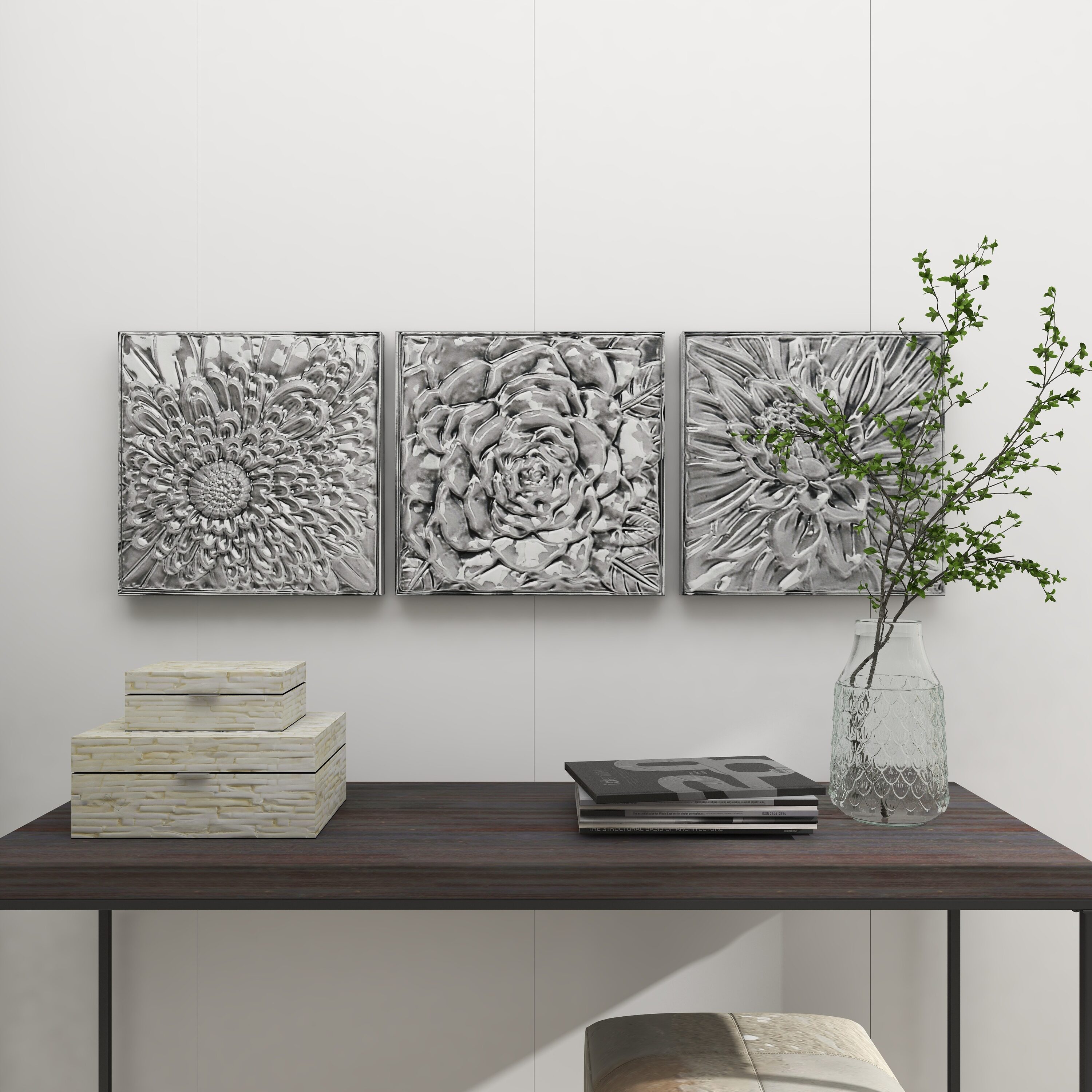 Grayson Lane 59483 16-Inches W x 16-Inches H Metal Embossed Floral Floral Wall sculpture