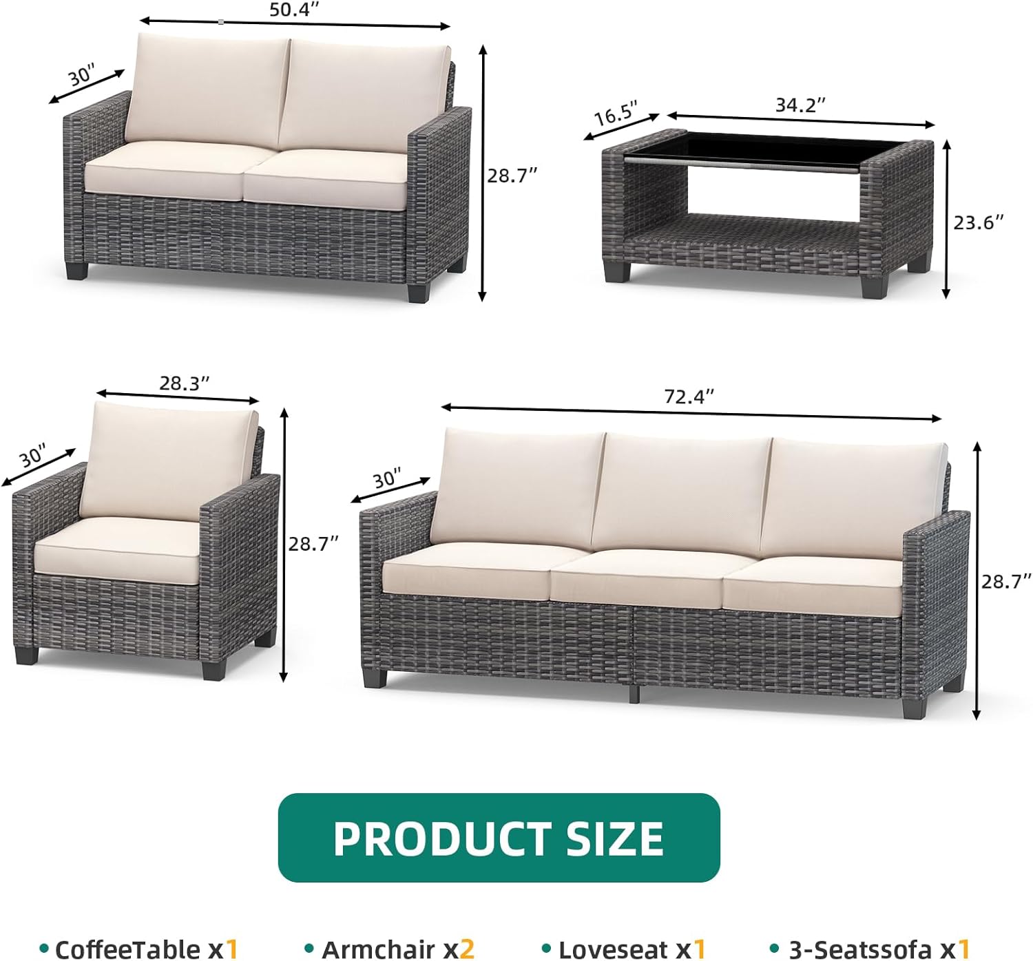 Qeetex WWJ-PHO-12OC7BEN Patio-Dining-Sets - View #2