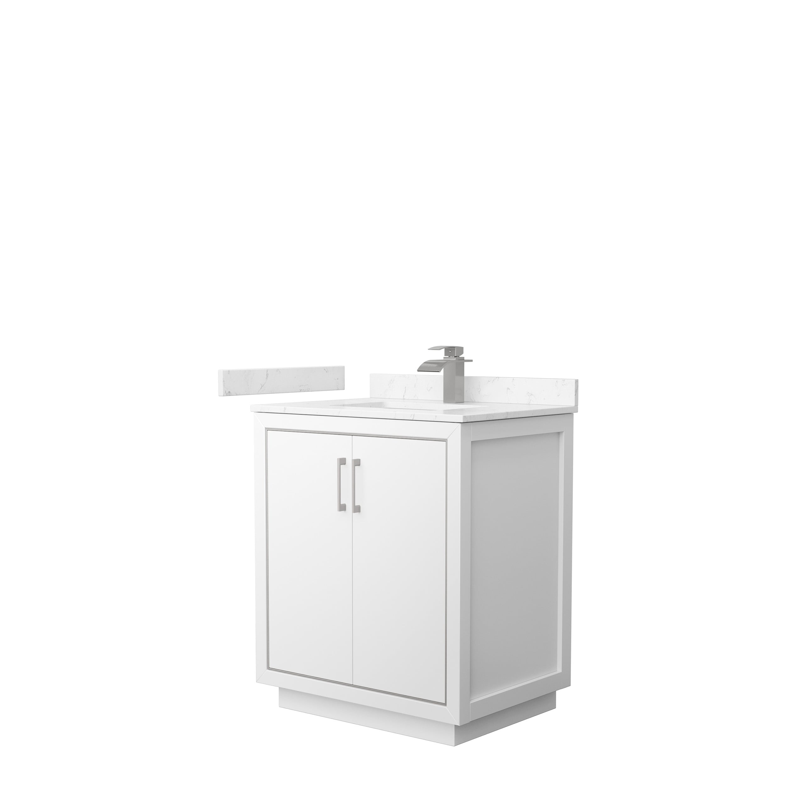 Wyndham Collection WCF111130SWHC2UNSMXX Icon 30-in White with Brushed Nickel Trim Undermount Single Sink Bathroom Vanity with Carrara Cultured Marble Top