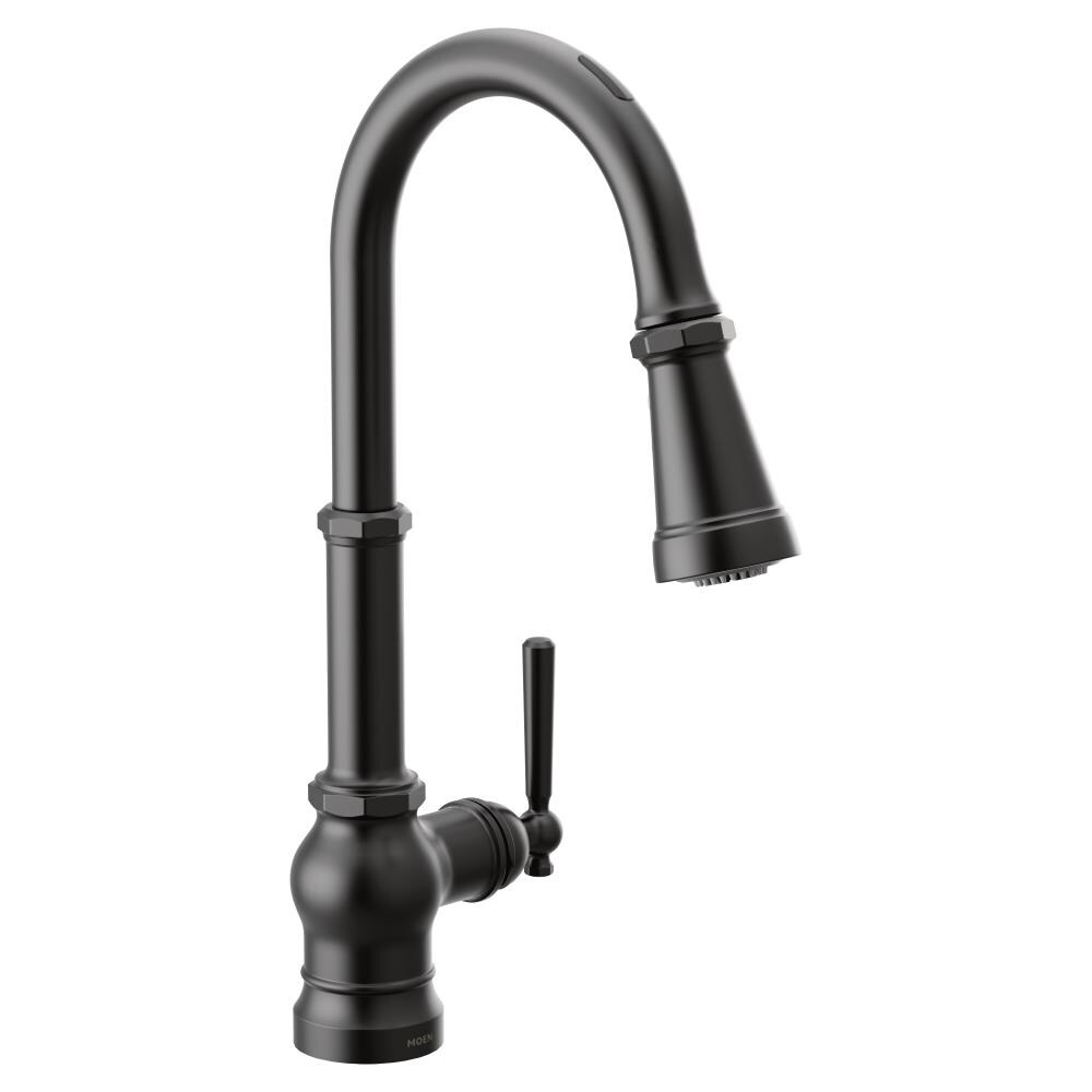 Moen U by Moen Matte Black Single Handle High-arc Kitchen Faucet with ...