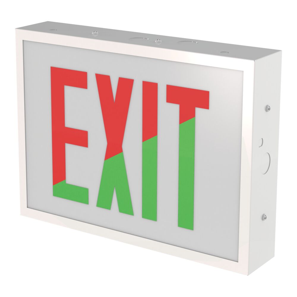 Lithonia Lighting 0.7 -Watt 120-277 -Volt LED White Hardwired Exit light with Red/Green Lights #TCERGELM4