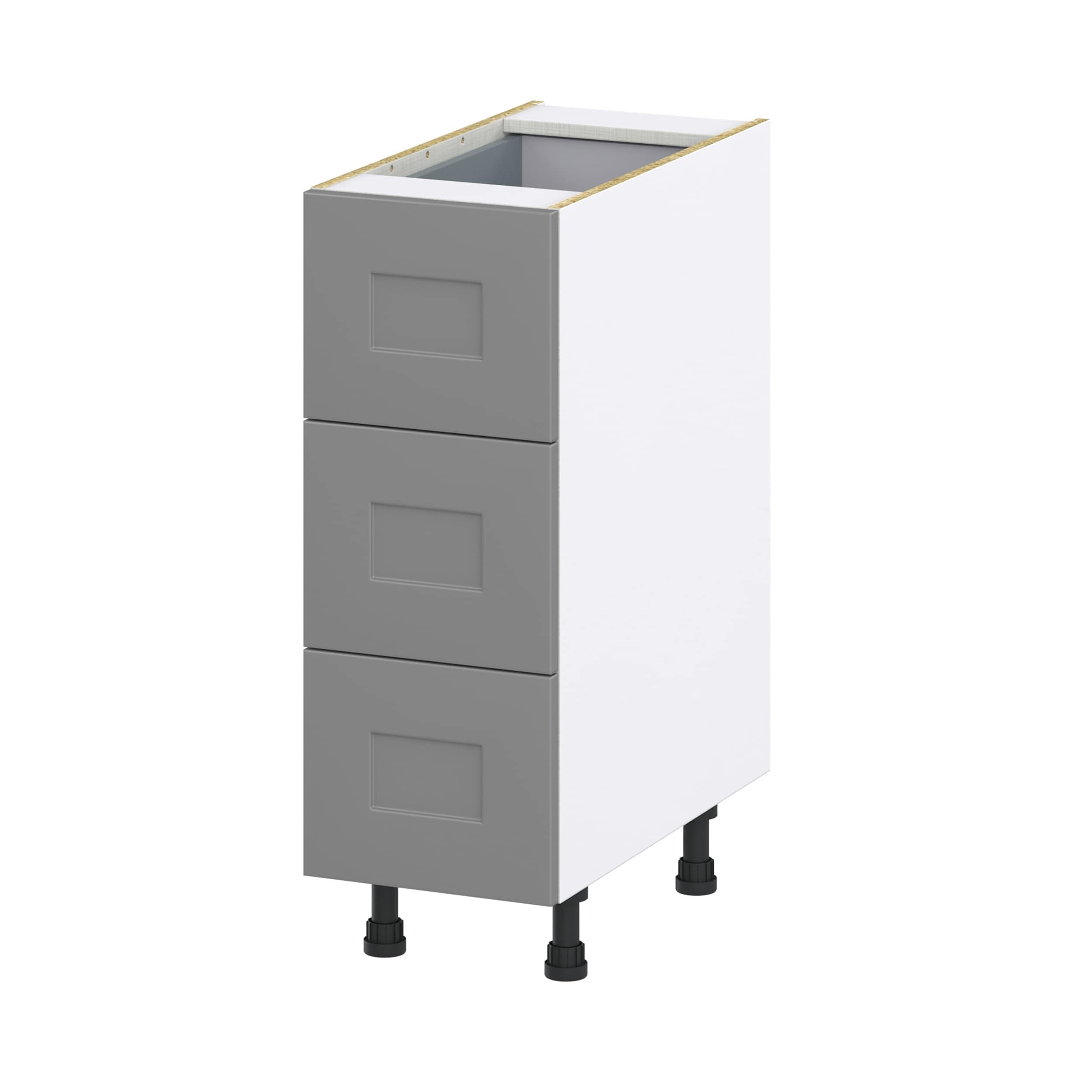 Hugo&Borg Beaumont 12-in W x 34.5-in H x 24-in D Slate Gray 3-Drawer Base Fully Assembled Cabinet (Recessed Panel Style)