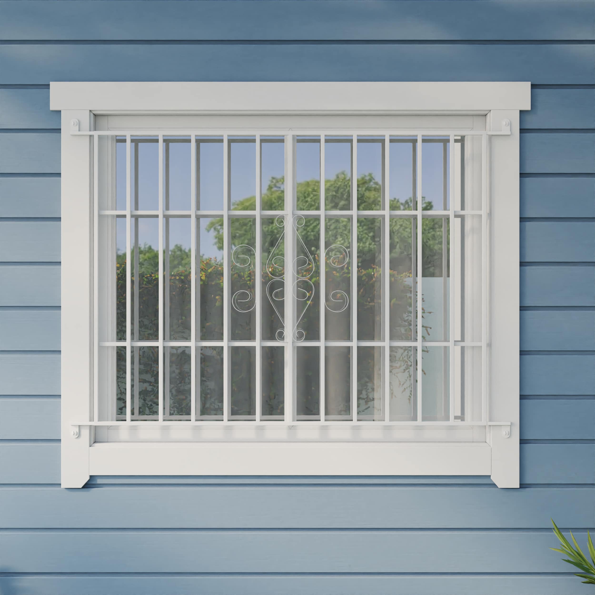 RELIABILT Magnum 48-in x 36-in White Steel Fixed Window Security Bar in ...
