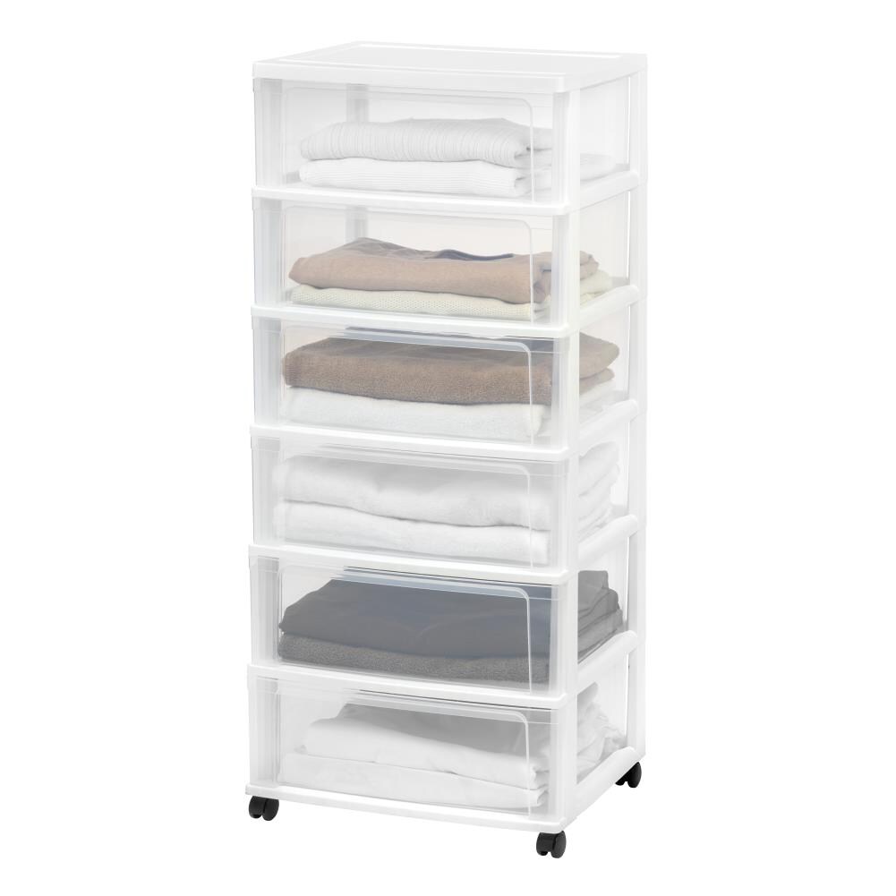 IRIS 6-Drawers White Rolling Plastic Storage Drawer Cart 49.31-in H x ...