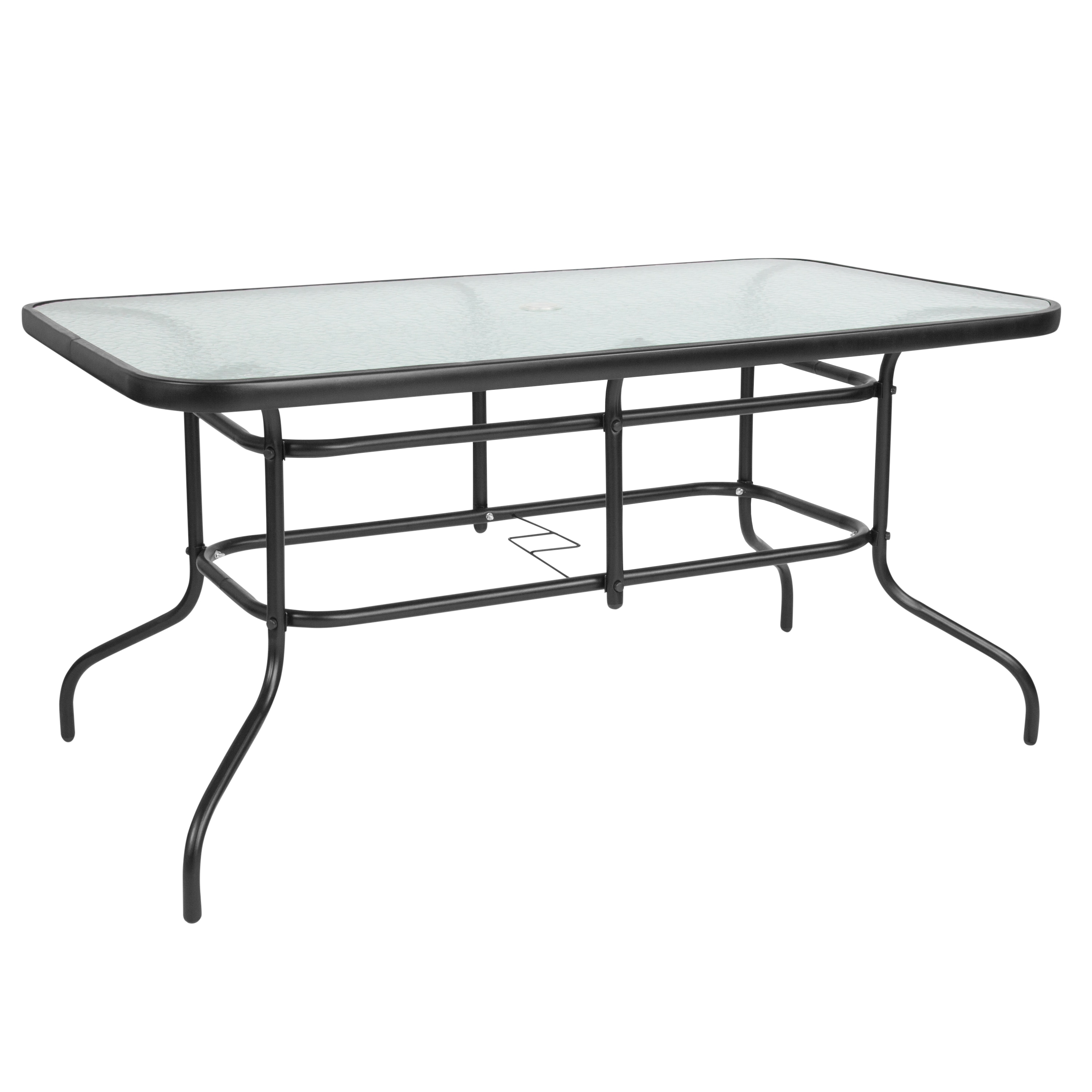 Flash Furniture 889142335832 Tory Rectangle Outdoor Dining Table 31.5-in W x 55-in L with Umbrella Hole