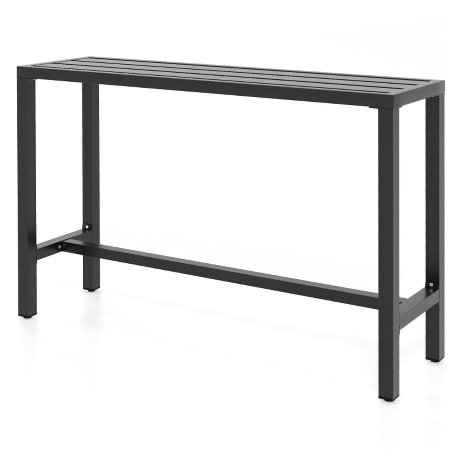 SUGIFT 55-in Outdoor Bar Height Table with Water-Resistant Top Heavy-Duty Iron Frame 1.6-in Thickened Pipes Reinforced Crossbar Drainage Gaps Built-in Footrest Adjustable Foot Pads 400-lb Capacity for Patio Poolside Home Bar Backyard Deck