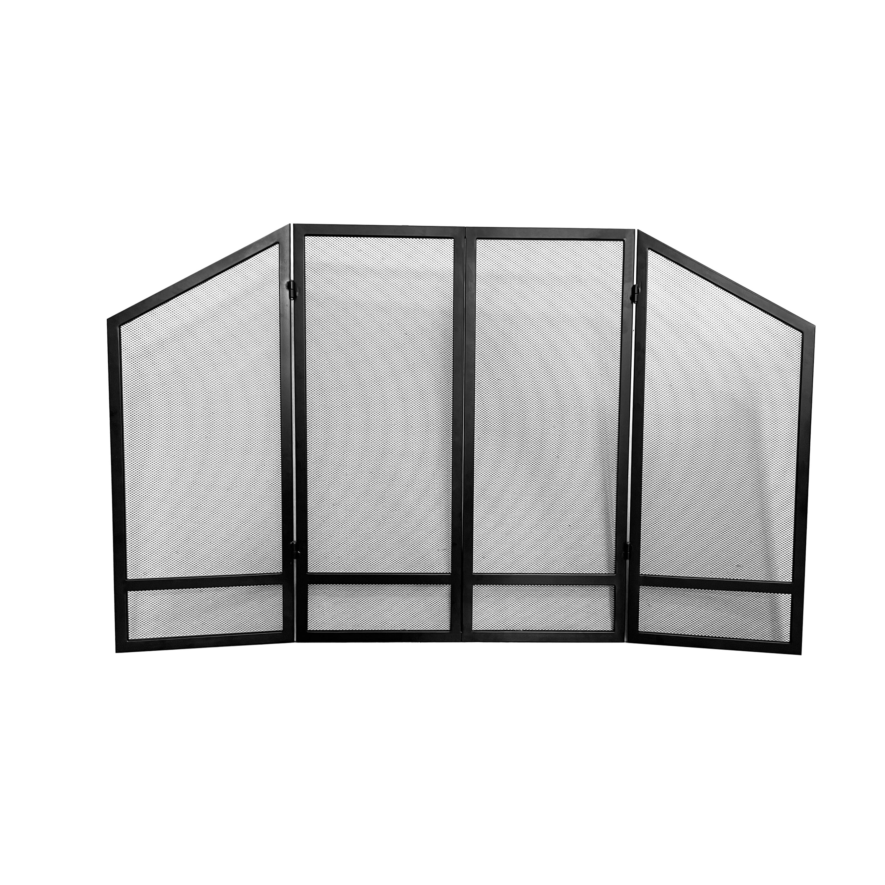 Style Selections 48-in Black Steel 3-Panel Arched Fireplace Screen 410 ...