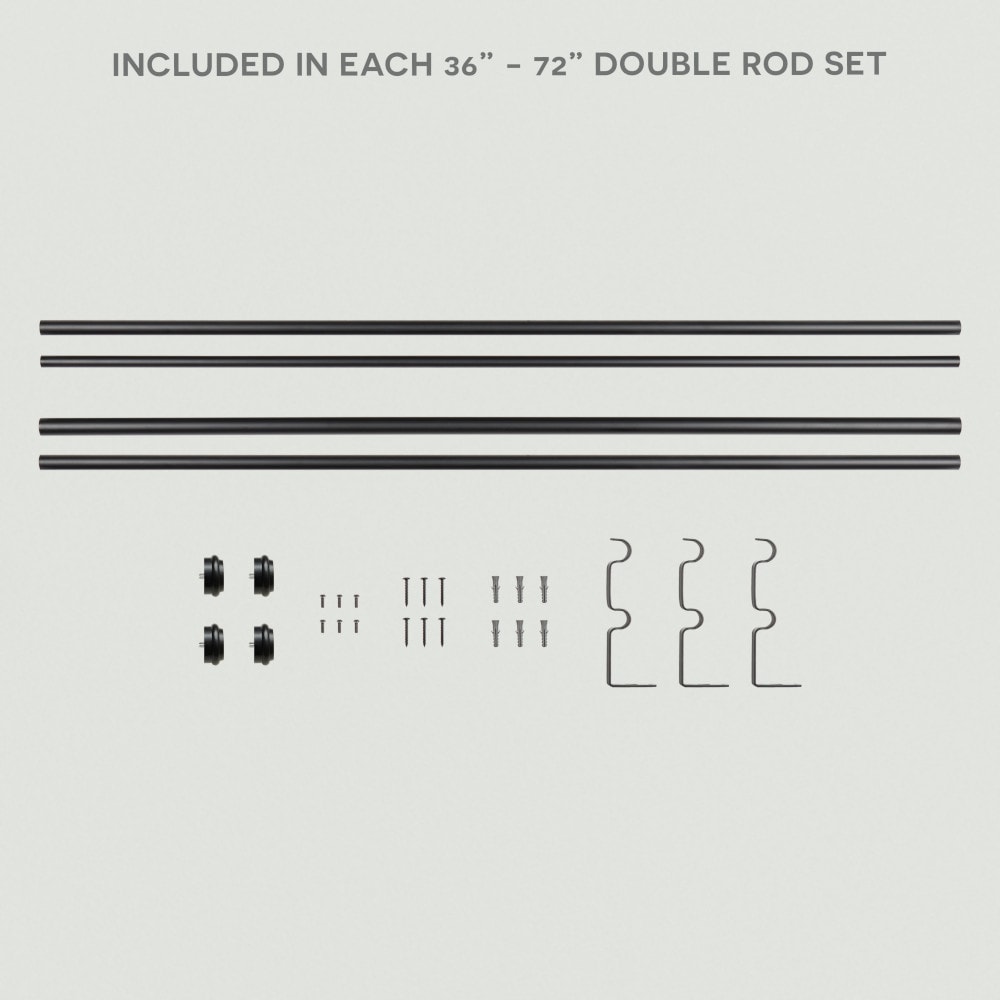 Matte Black Adjustable Double Curtain Rod with Finials