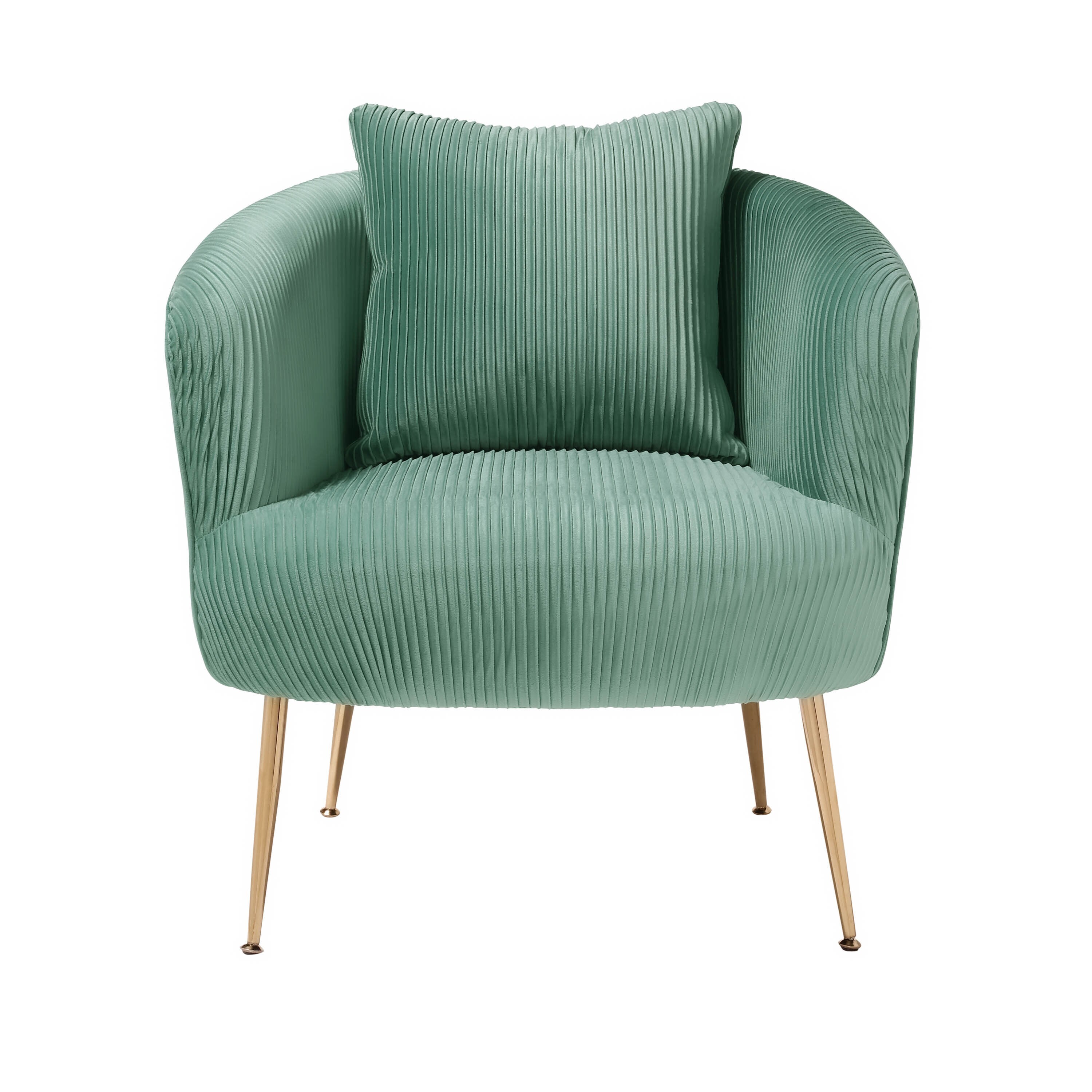 Art Leon Contemporary Green Velvet Accent Chair with Gold-Plated Metal ...