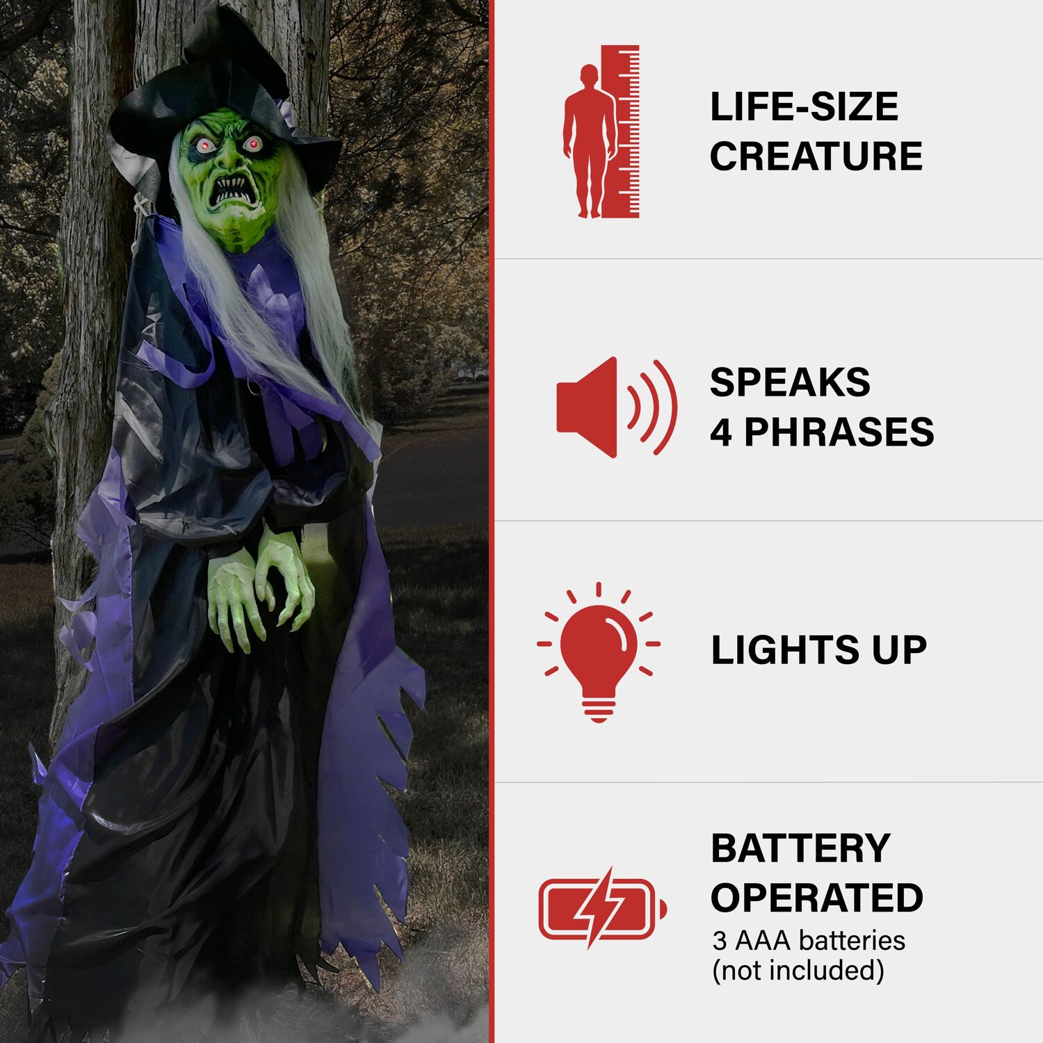 72?? Hanging Animated Talking Witch Decoration with Light-up Eyes