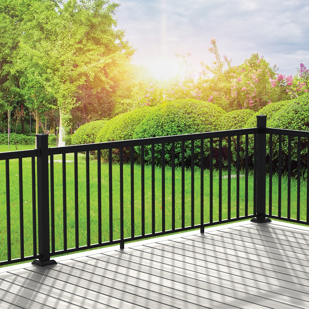 Freedom VersaRail Classic 8-ft x 42-in Matte Black Aluminum Deck Rail ...