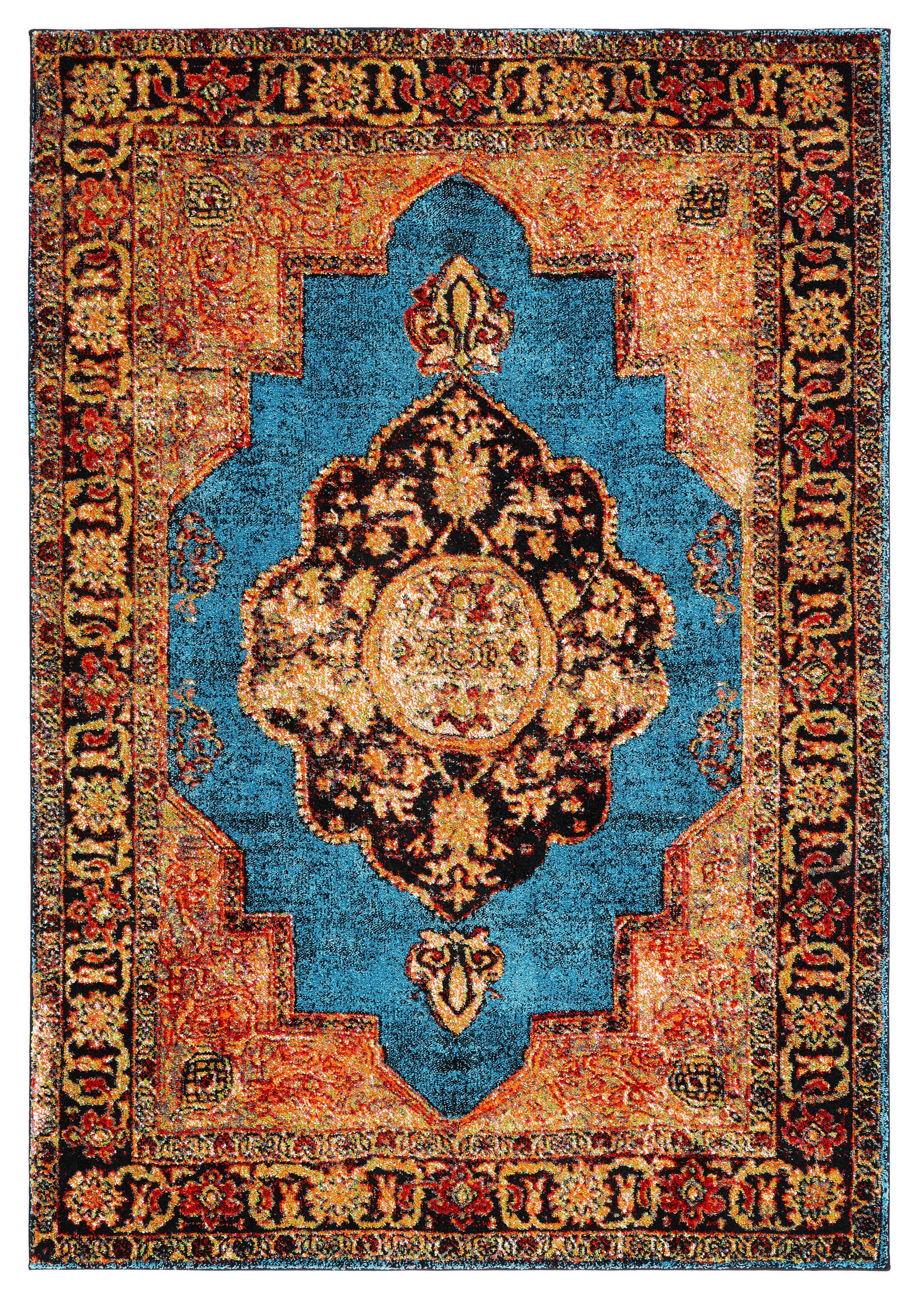Safavieh VTH219D-5 Vintage Hamadan Tabriz 5 x 8 (ft) Loomed Polypropylene Gold/Light Blue Rectangular Indoor Floral/Botanical Global Area rug