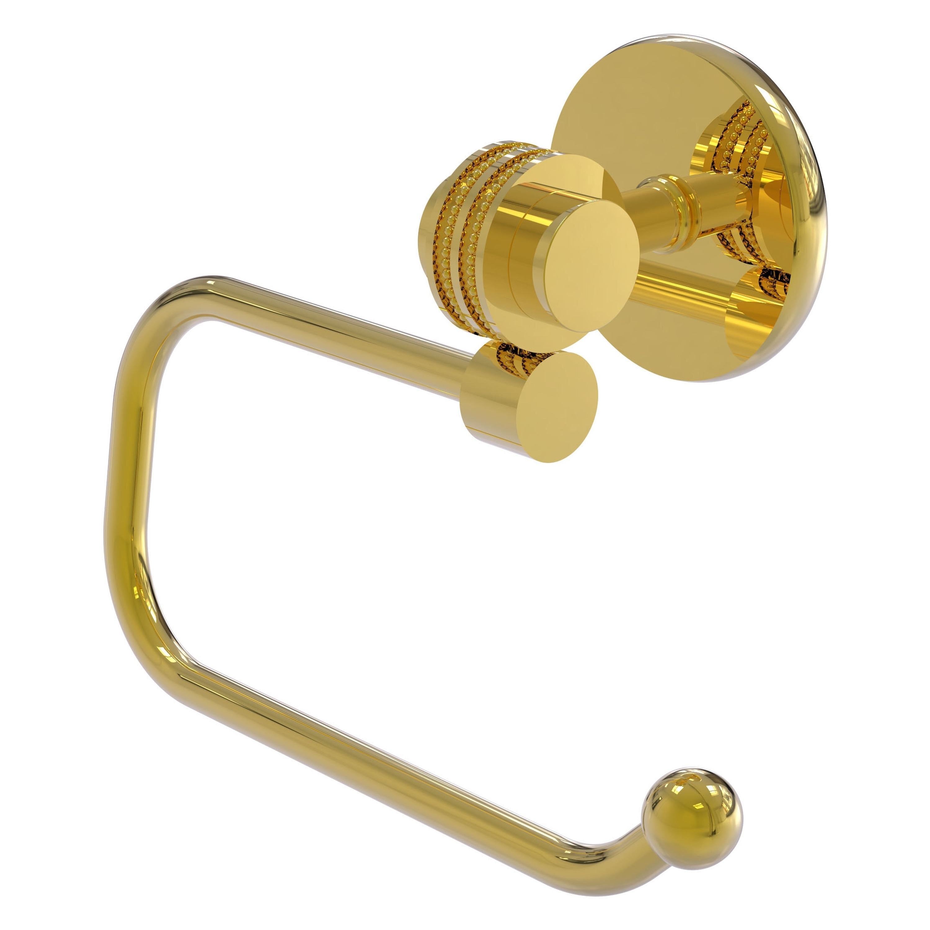 Allied Brass 7224ED-PB Satellite Orbit Two Polished Brass Wall mount Single post Toilet Paper Holder 1 -Rolls with Storage
