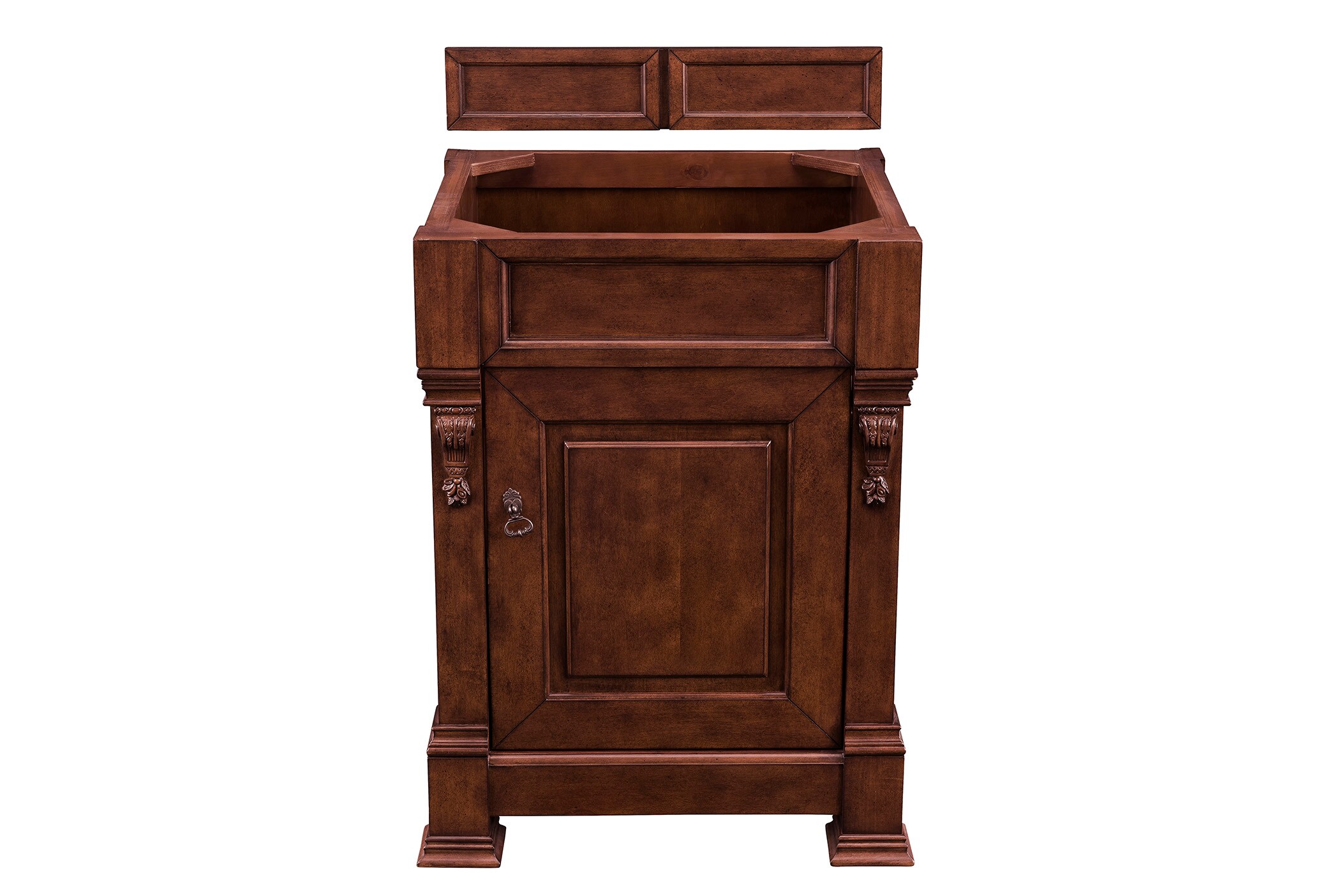 Brookfield Warm Cherry Solid Wood Single Vanity Base with Decorative Backsplash
