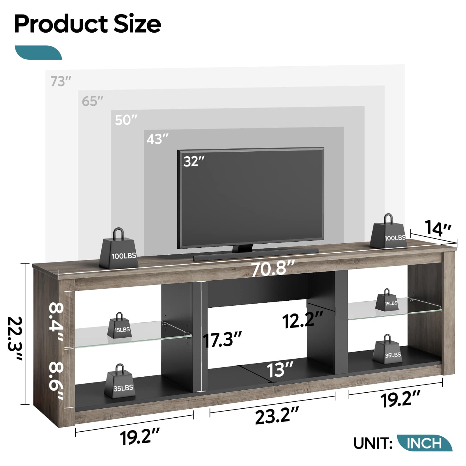 Bestier LOW-L1003180-GRYW Tv-Stands - View #4