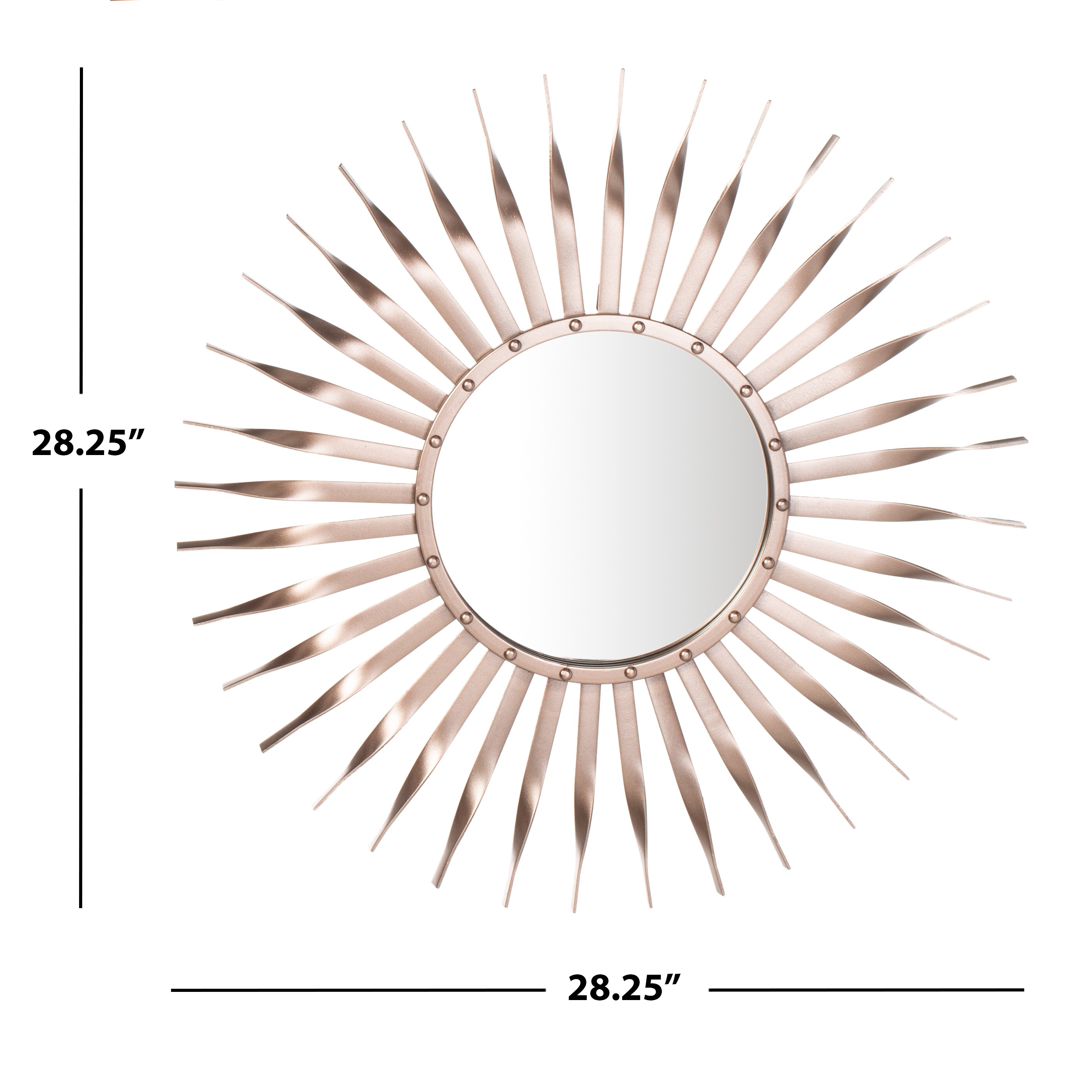 Safavieh Marlene 28.25-in W x 28.25-in H Sunburst Rose Gold Framed Wall ...