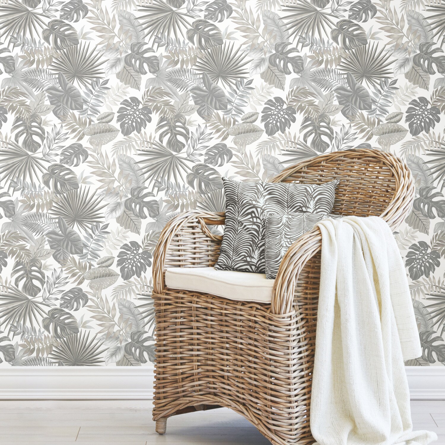 Roommates 2829 Sq Ft Gray Vinyl Ivyvines Self Adhesive Peel And Stick Wallpaper In The