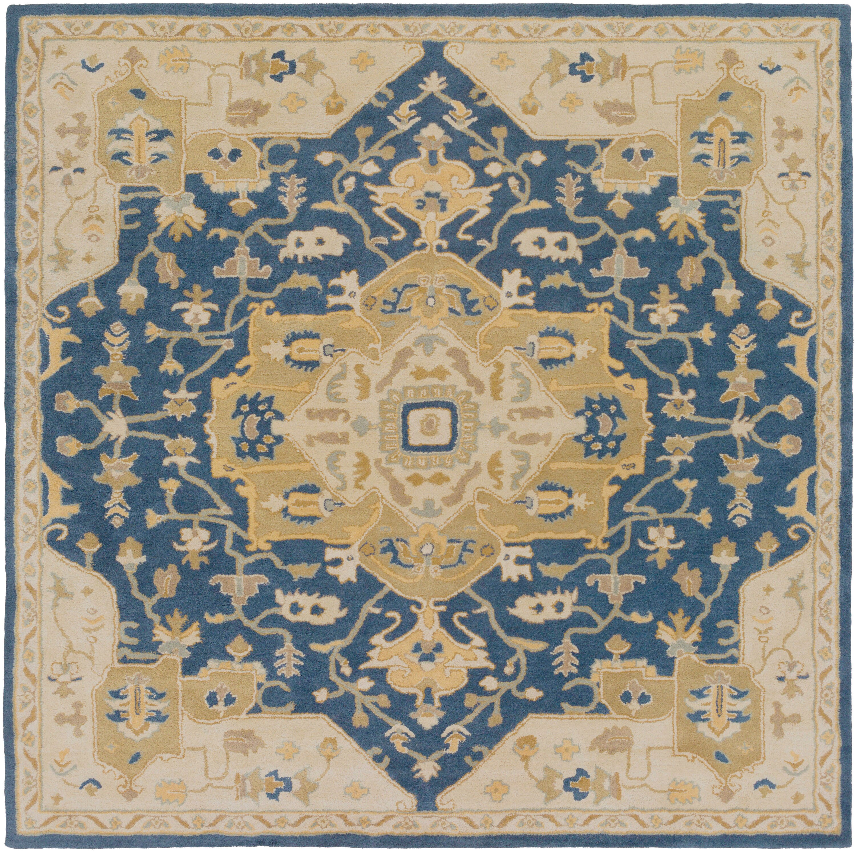 Surya CAE1145-8SQ Caesar 8 X 8 (ft) Wool Navy Square Indoor Border Oriental Area Rug
