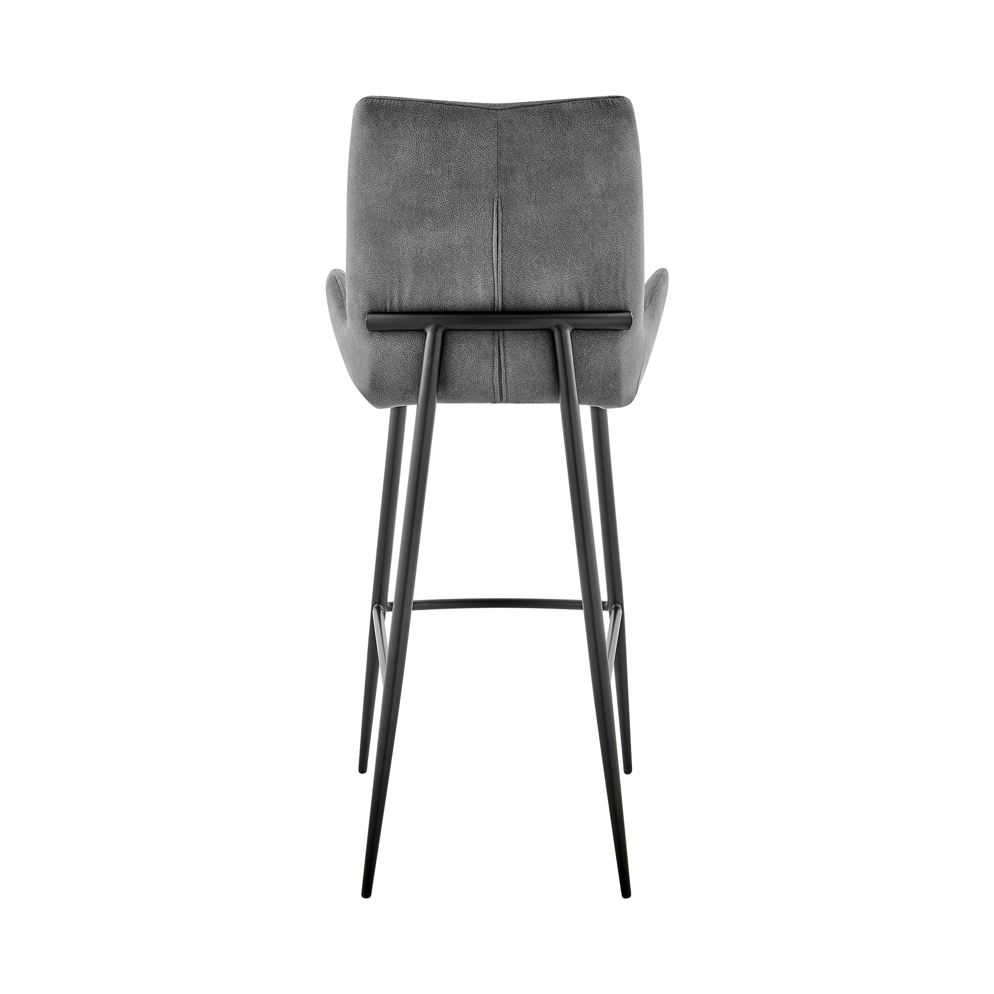 Contemporary Charcoal Fabric & Black Metal Adjustable Swivel Counter Stool