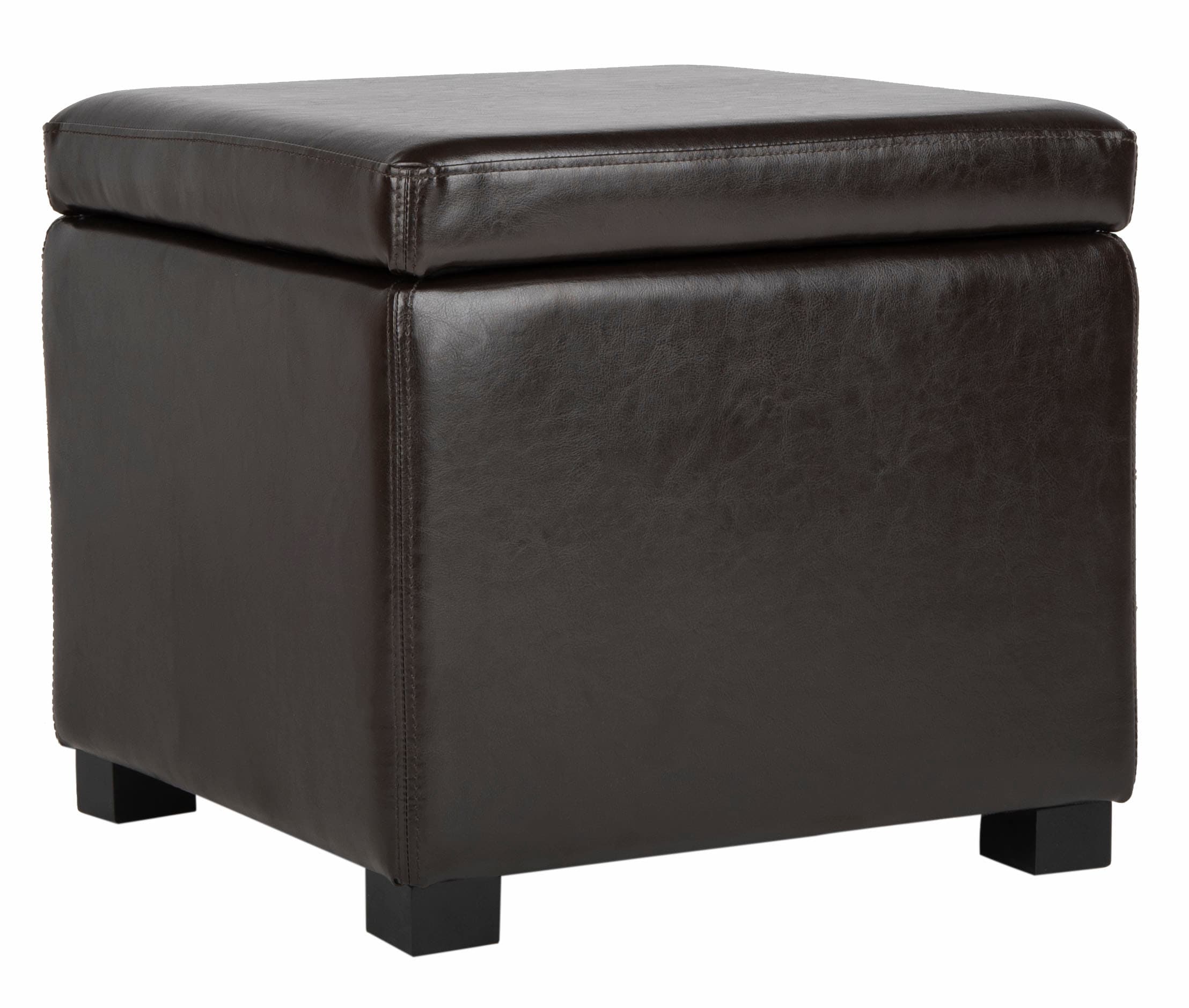 Safavieh HUD4007A Jonathan Casual Brown Faux leather Storage Ottoman