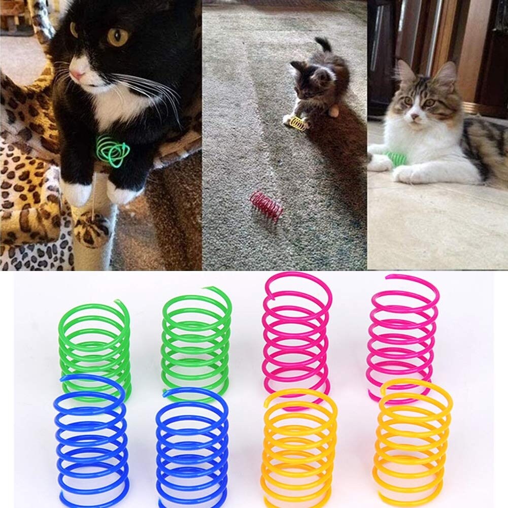 Justincity Cat Spring Toy 60 pack Multicolor Plastic Coil Spiral ...