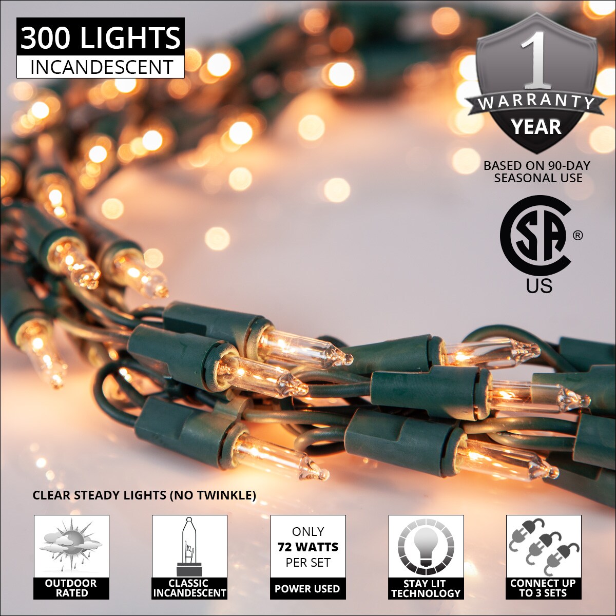 Commercial LED Power Adapter, Green Wire - Wintergreen