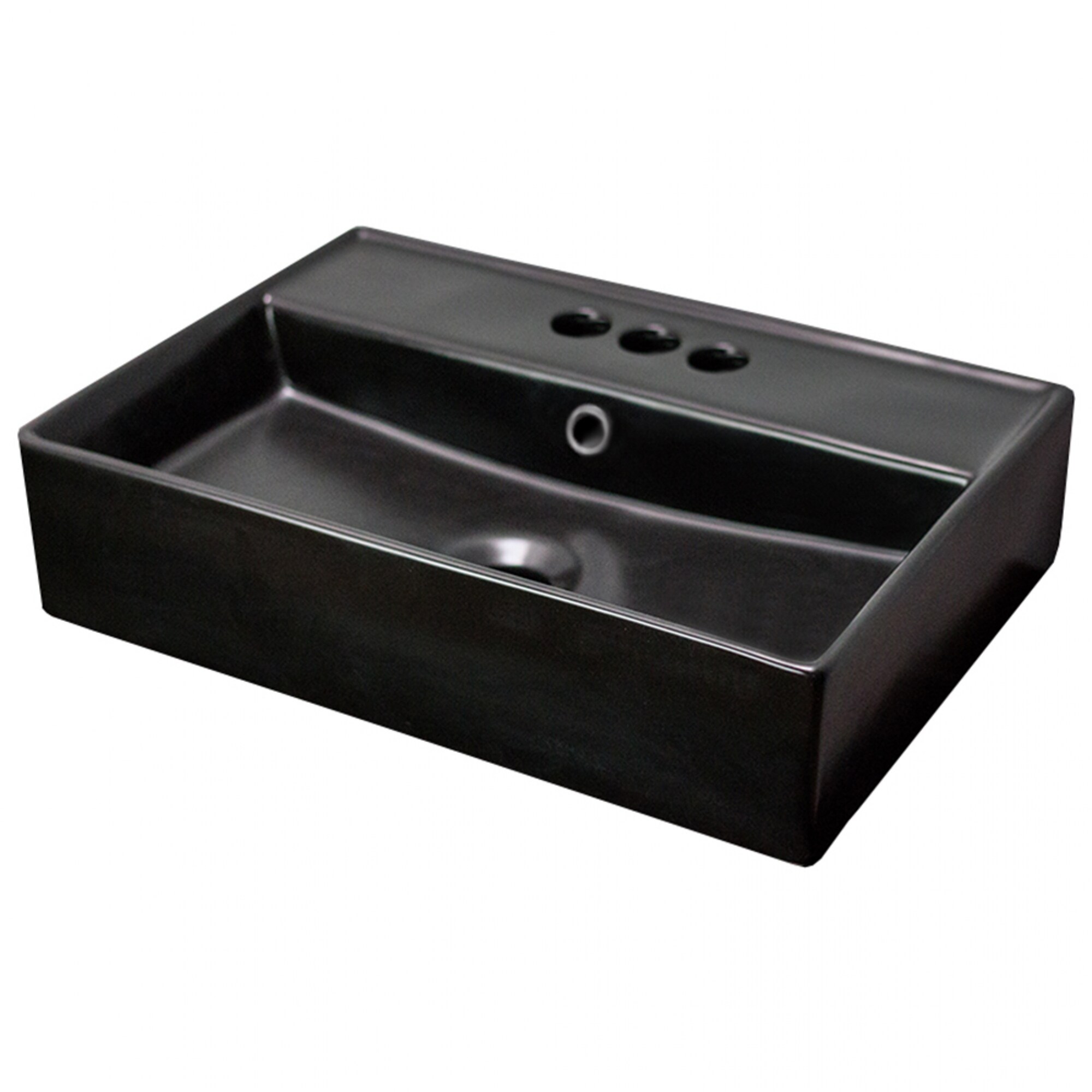 American Imaginations AI-28285 Matt Black Ceramic Vessel Rectangular Modern Bathroom Sink with Overflow Drain (13.8-in x 19.7-in)