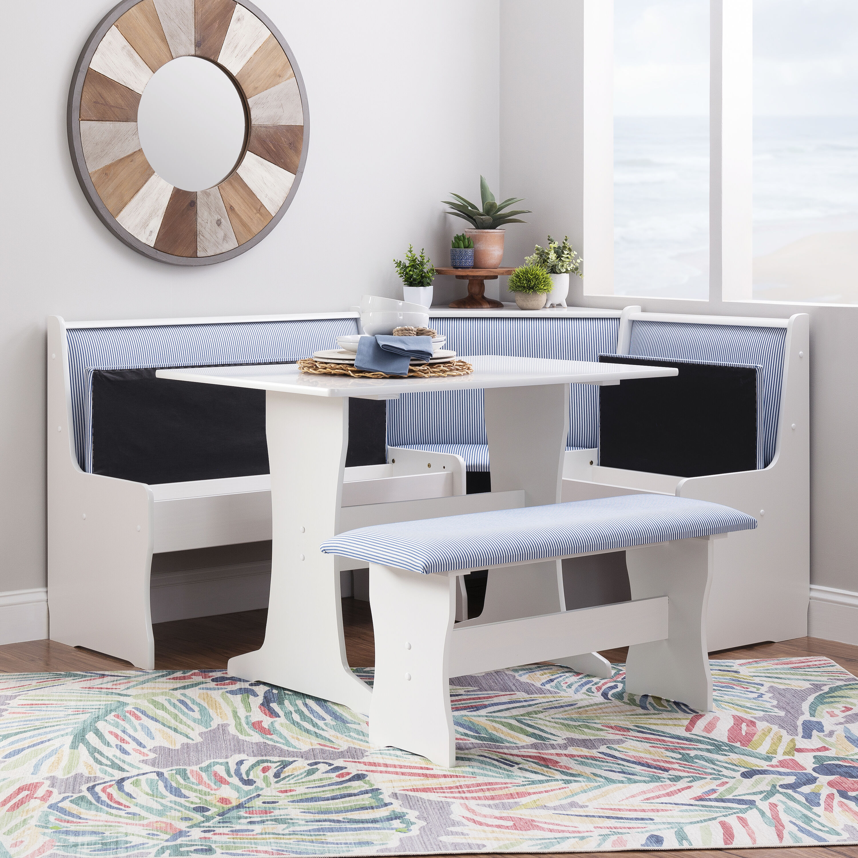 Linon LOWES1802 Blue Casual Dining Room Set with Rectangular Table (Seats 5)
