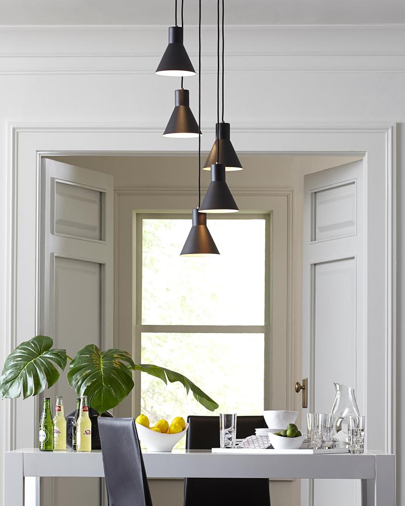 Satin Brass and Black Steel LED Mini Pendant Light