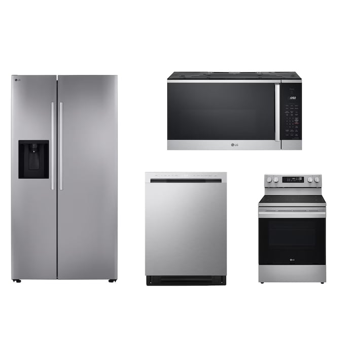 LG  PRO Stainless Steel Kitchen Suite (Side-by-Side Refrigerator, Range with Air Fry, Microwave and Dishwasher)