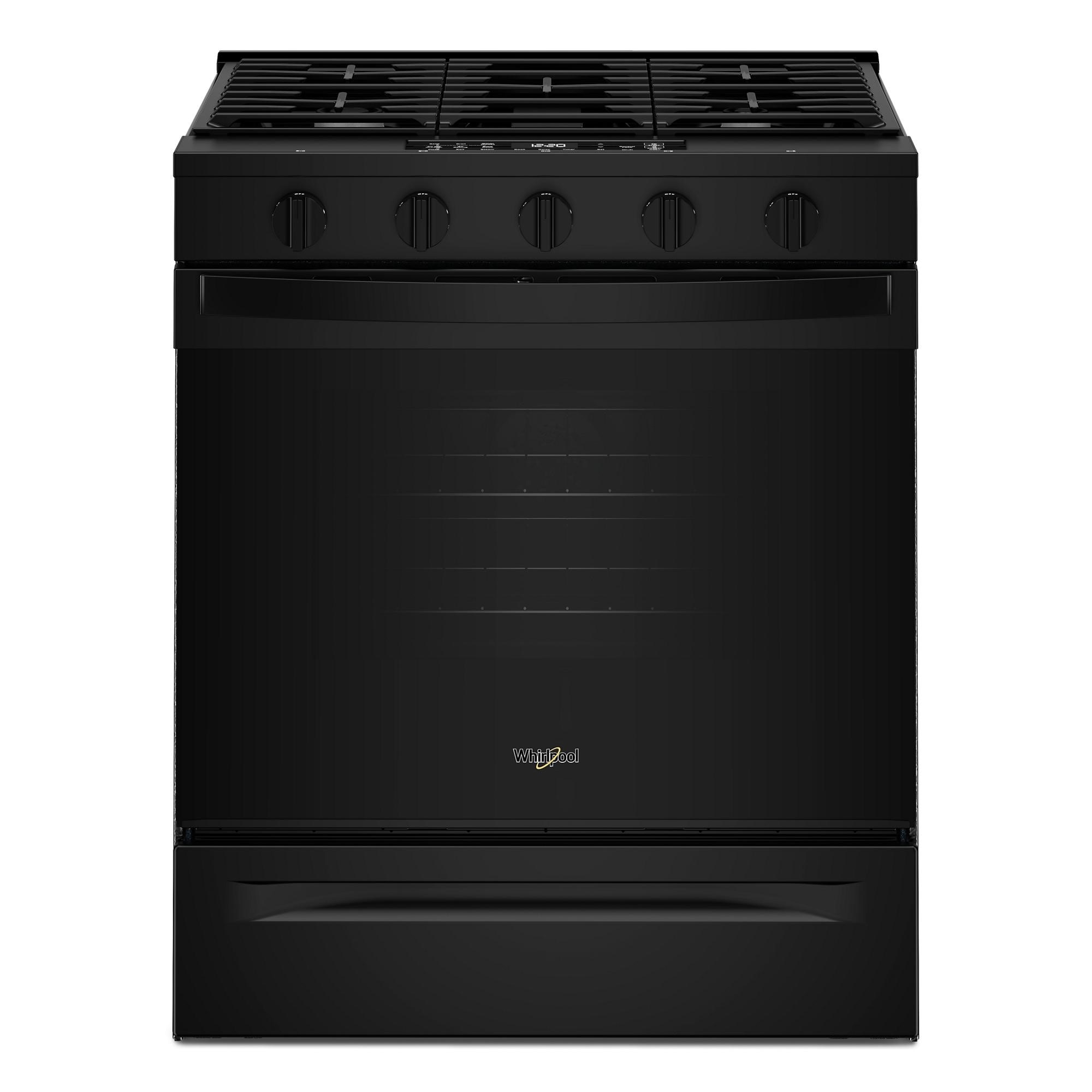 Whirlpool WSGS5030SB 30-in 5 burners 5-cu ft Air Fry Convection Oven Slide-In Natural Gas Range ( Black )