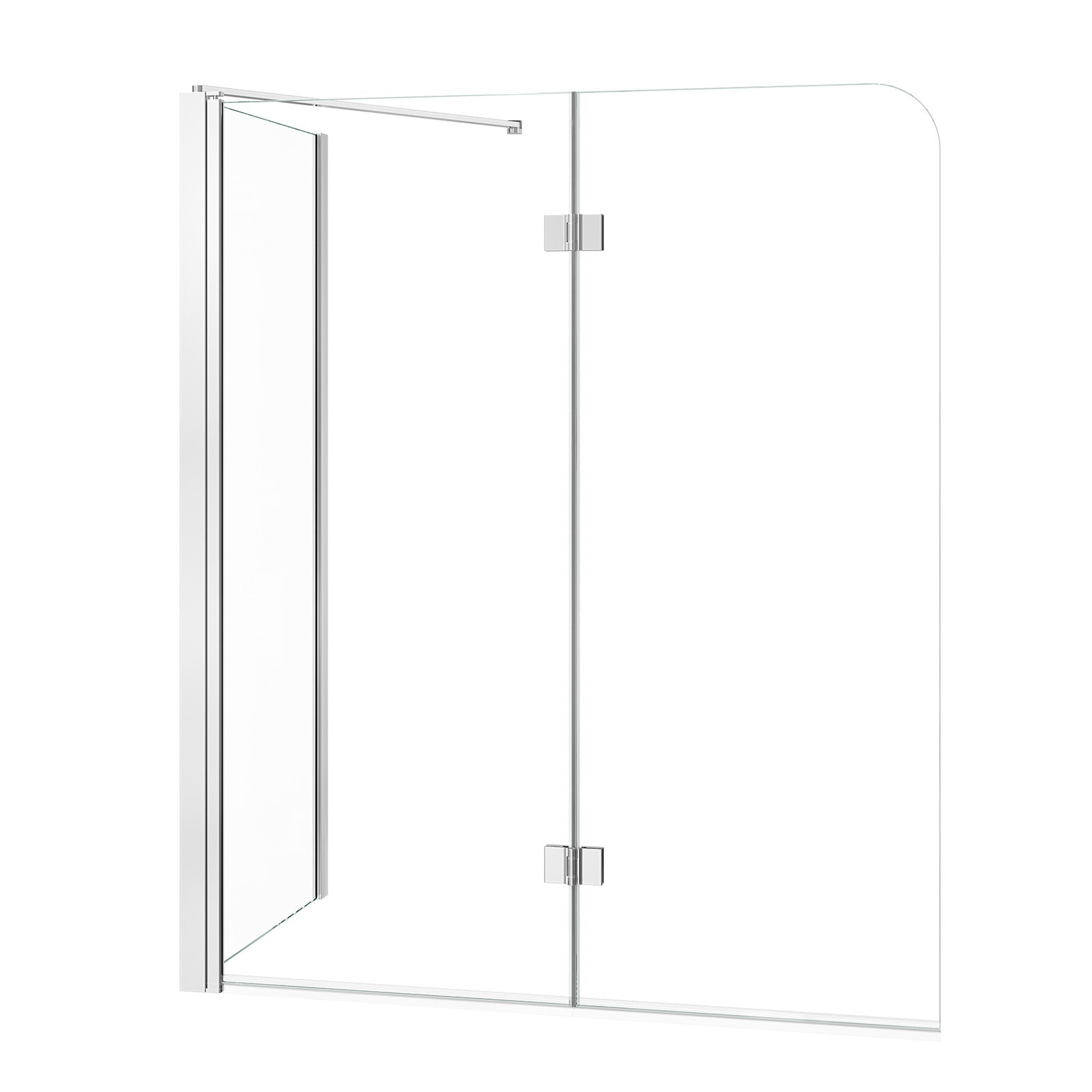 GIVIMO Bathtub Shower Door 27.5 to 47-in W x 55-in H Semi-Frameless Bi-Fold Tub Door with 6-mm Clear Tempered Glass Nano Coating 180-Degree Folding Silver