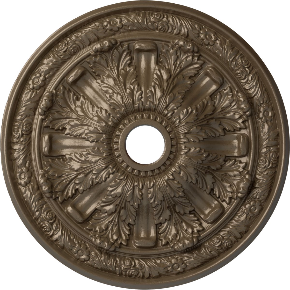 Ekena Millwork CM30FLWSS Flagstone 30-in W x 30-in L Painted Warm Silver Polyurethane Whole Ceiling Medallion