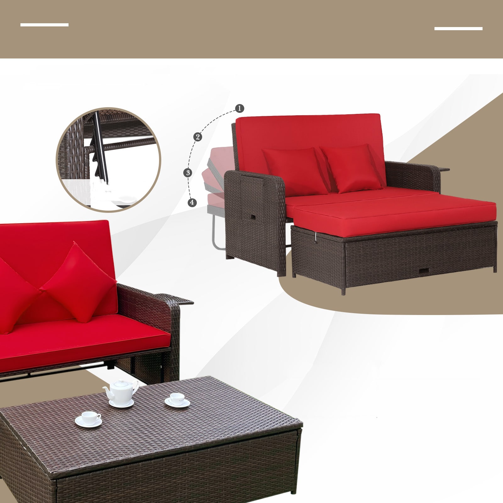 Costway HW70644RE+ Patio-Sofas-Daybeds - View #5